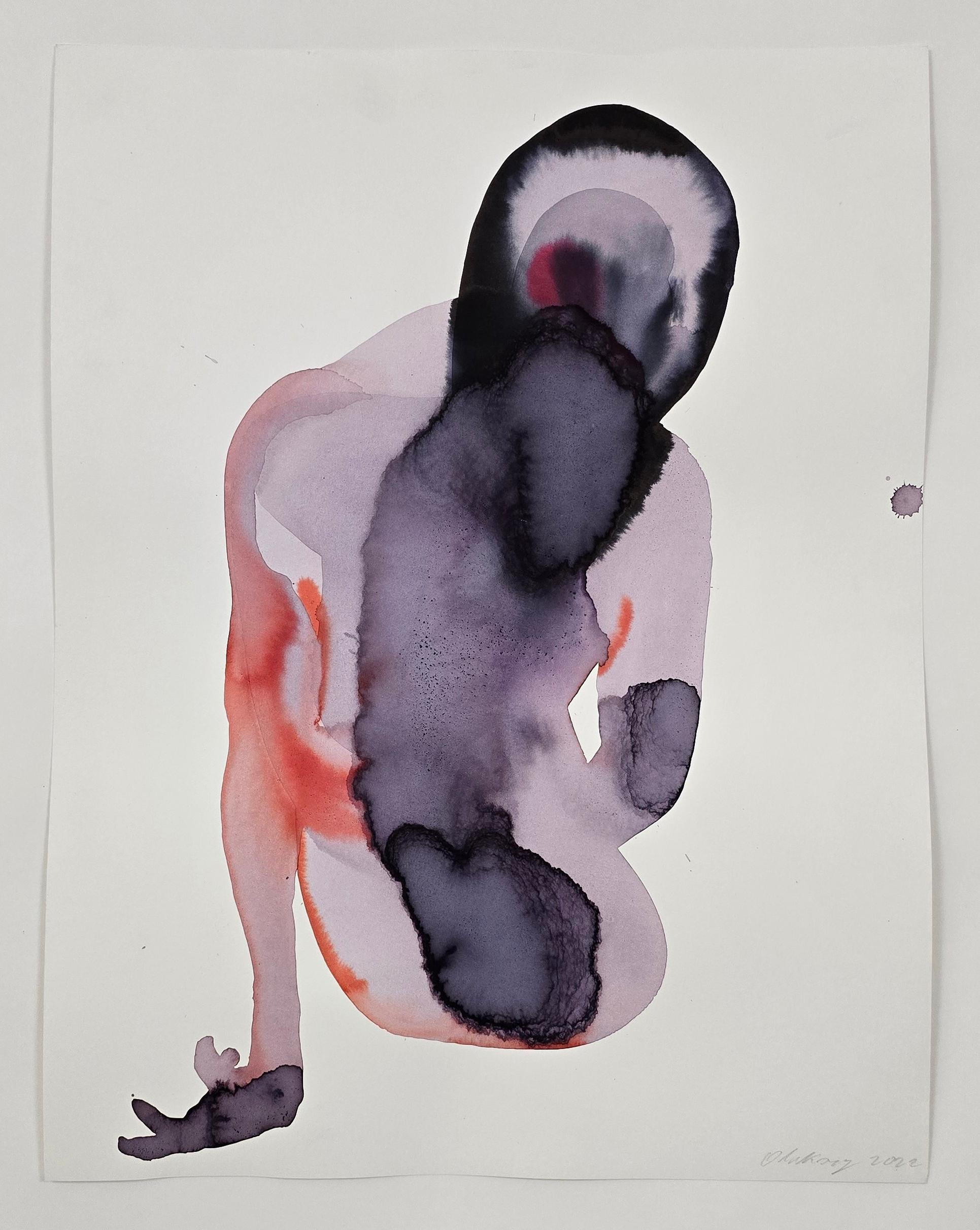 NUDE 04, 2022  -  Contemporary Figurative Ink  Painting, New Expressionism - Art by Maciej Olekszy