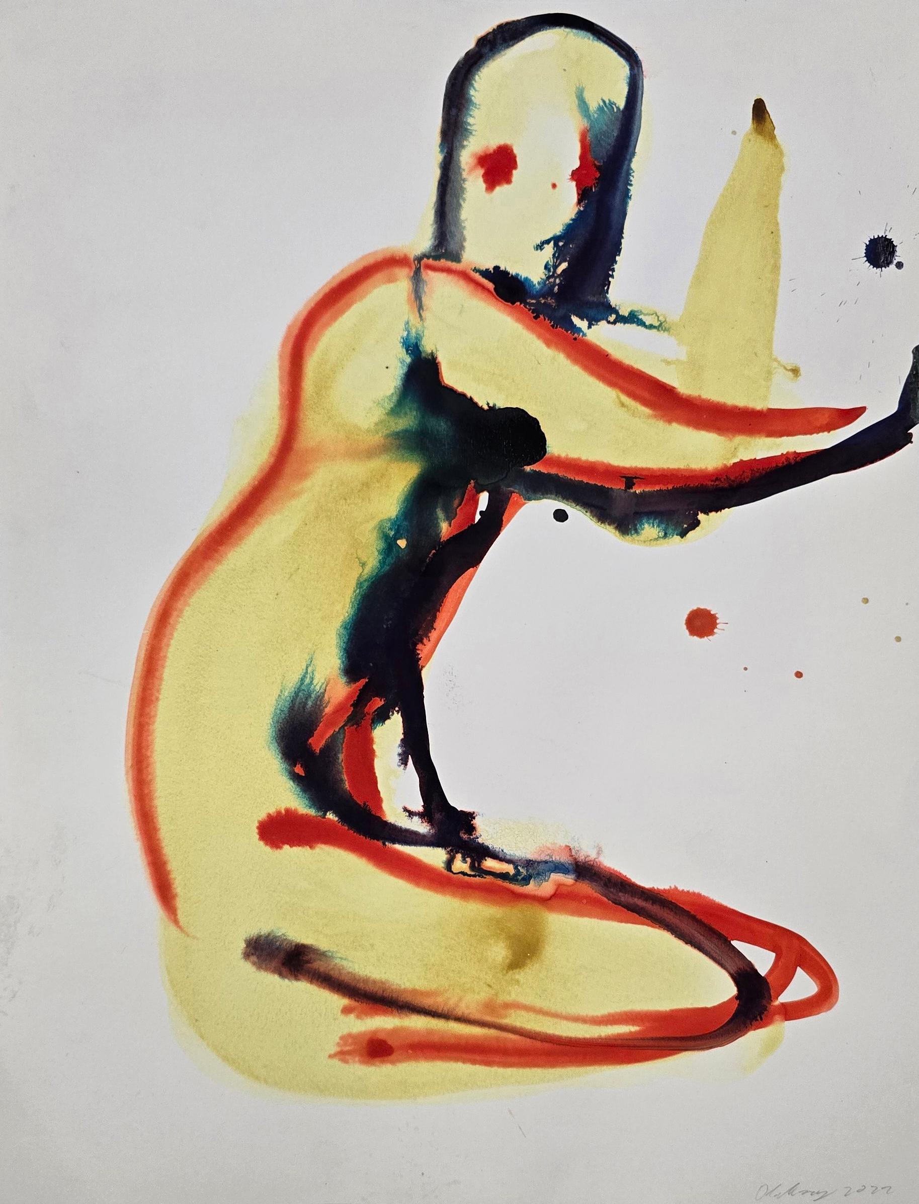 NUDE 10, 2022  -  Contemporary Figurative Ink  Painting, New Expressionism