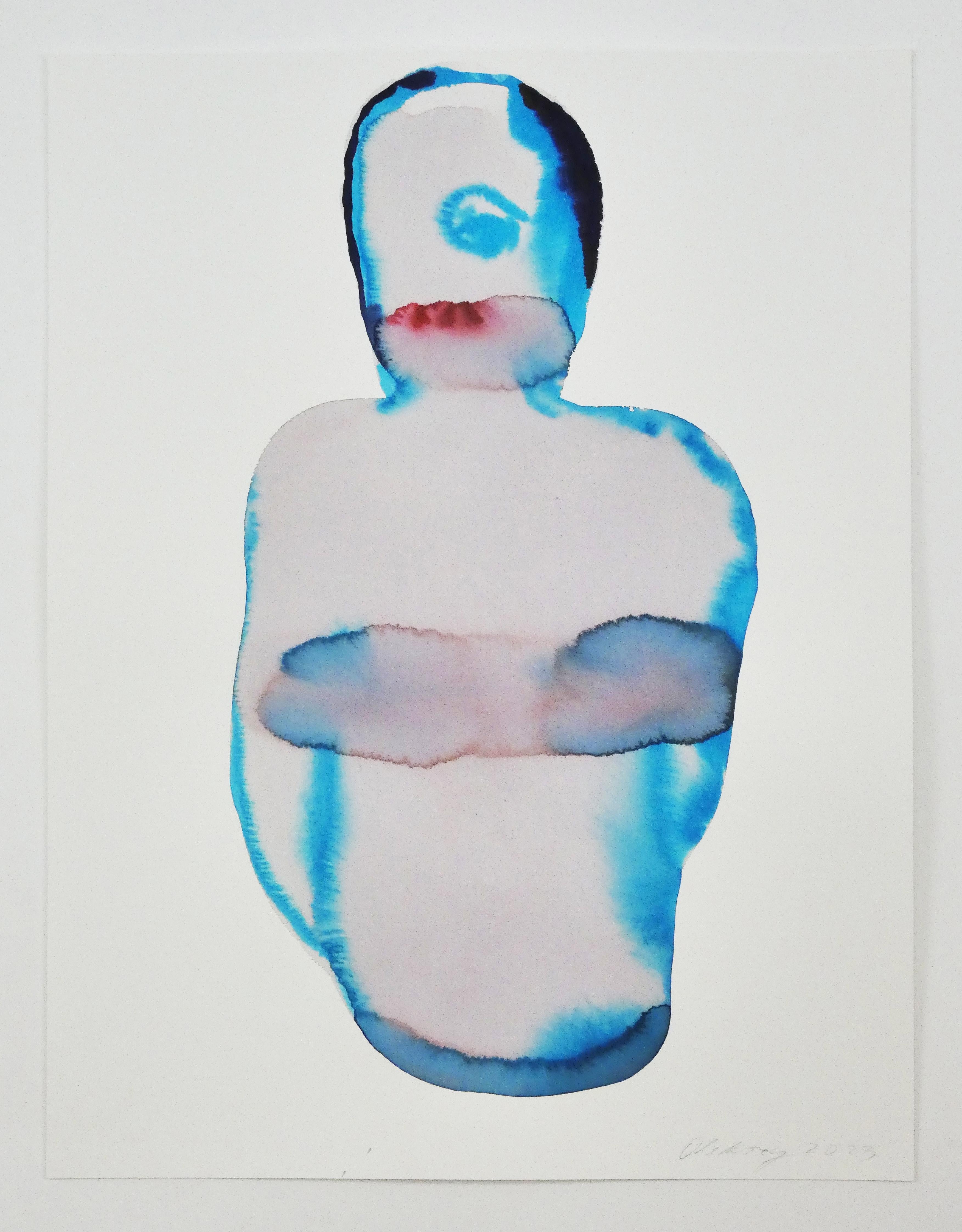 NUDE (Self-Portrait) - Contemporary Figurative Ink  Gemälde, Neu- Expressionismus – Art von Maciej Olekszy