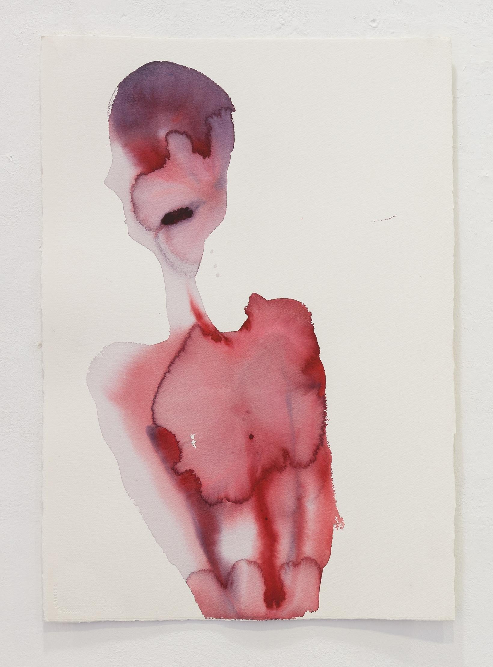 Self Portrait - Zeitgenössische figurative Aquarellmalerei, Neu Expressionismus – Art von Maciej Olekszy