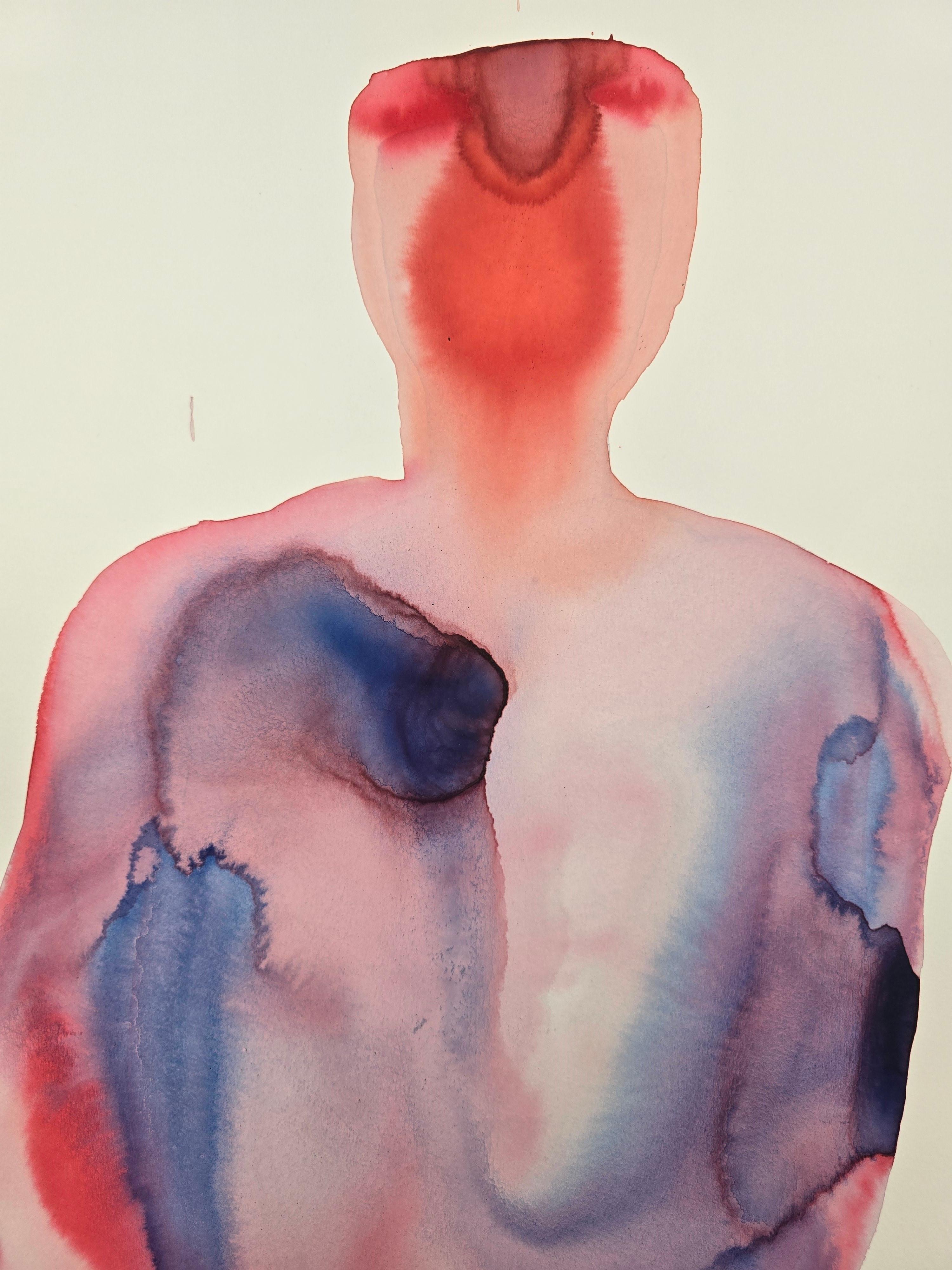 Torso 02 - Zeitgenössische figurative Tuschemalerei, Neuer Expressionismus im Angebot 1