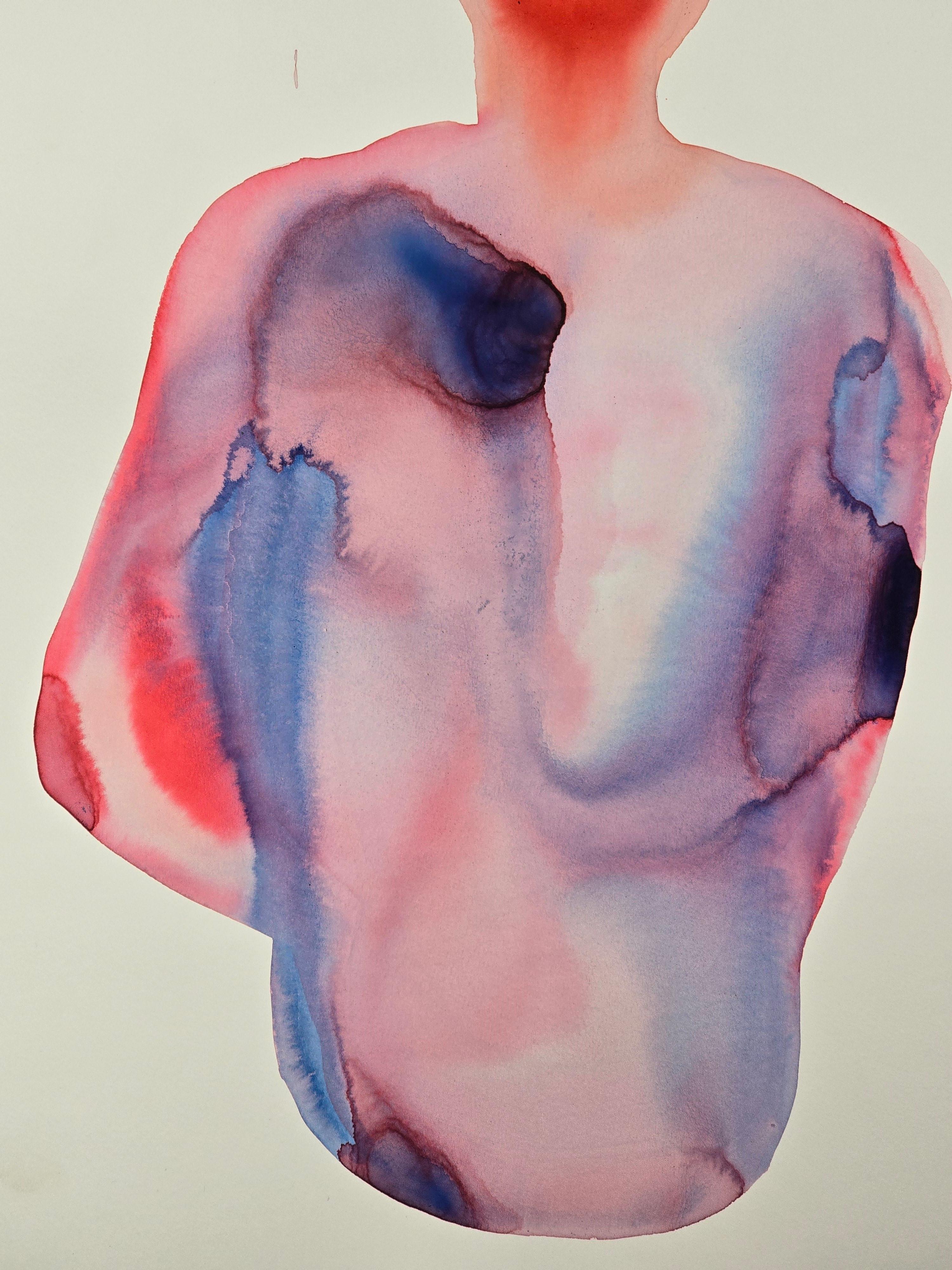 Torso 02 - Zeitgenössische figurative Tuschemalerei, Neuer Expressionismus im Angebot 3
