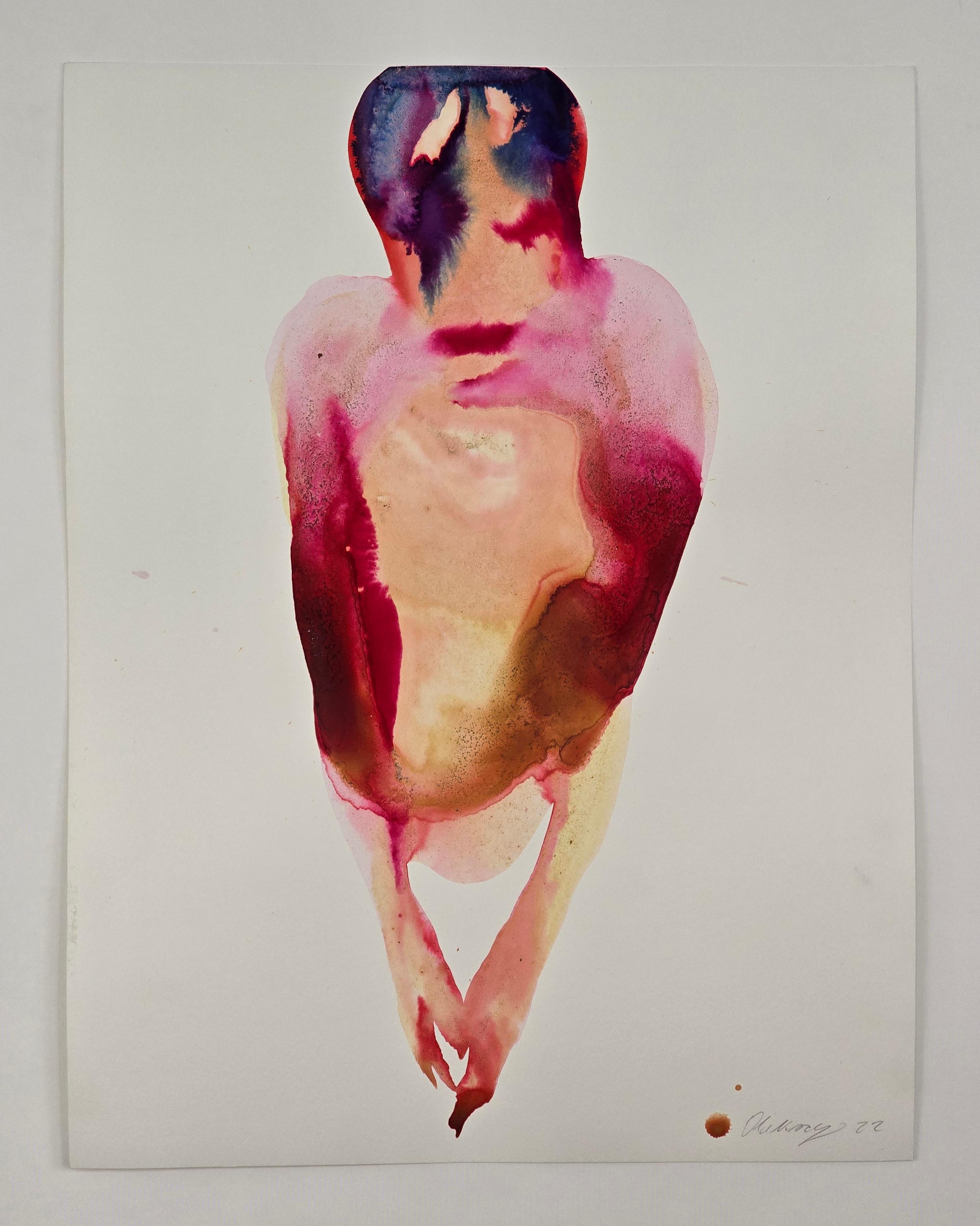 Torso 03 - Zeitgenössische figurative Tuschemalerei, Neuer Expressionismus – Painting von Maciej Olekszy