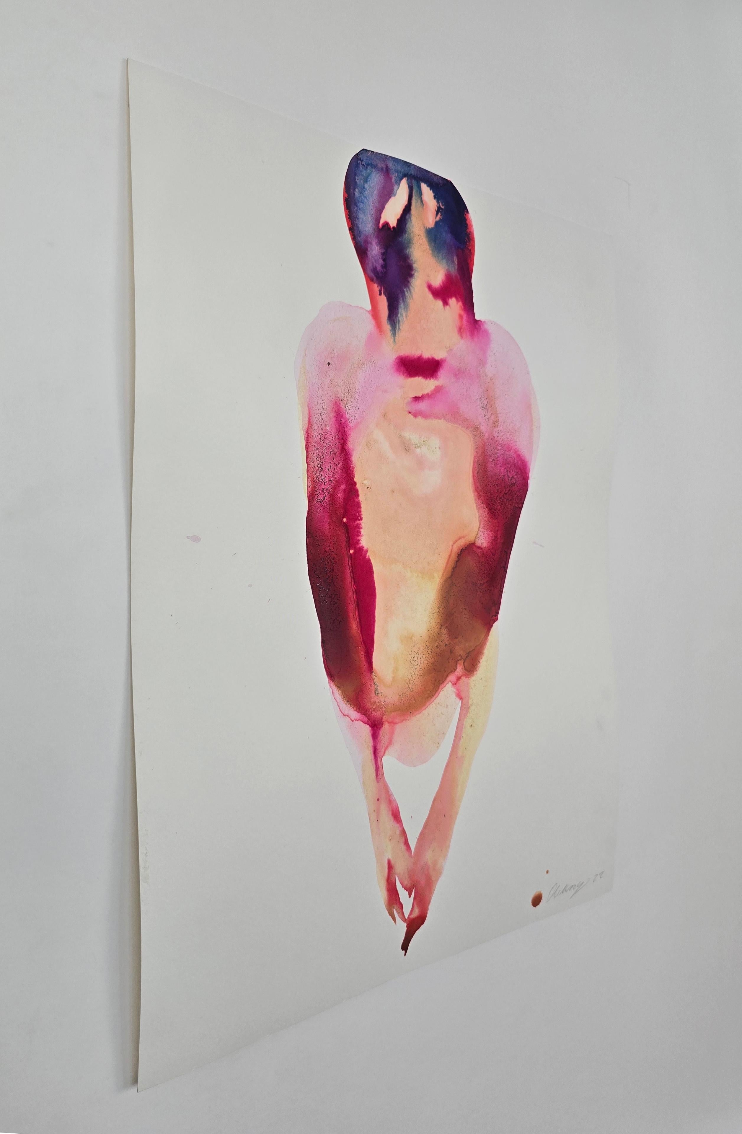 Torso 03 - Zeitgenössische figurative Tuschemalerei, Neuer Expressionismus (Beige), Nude Painting, von Maciej Olekszy