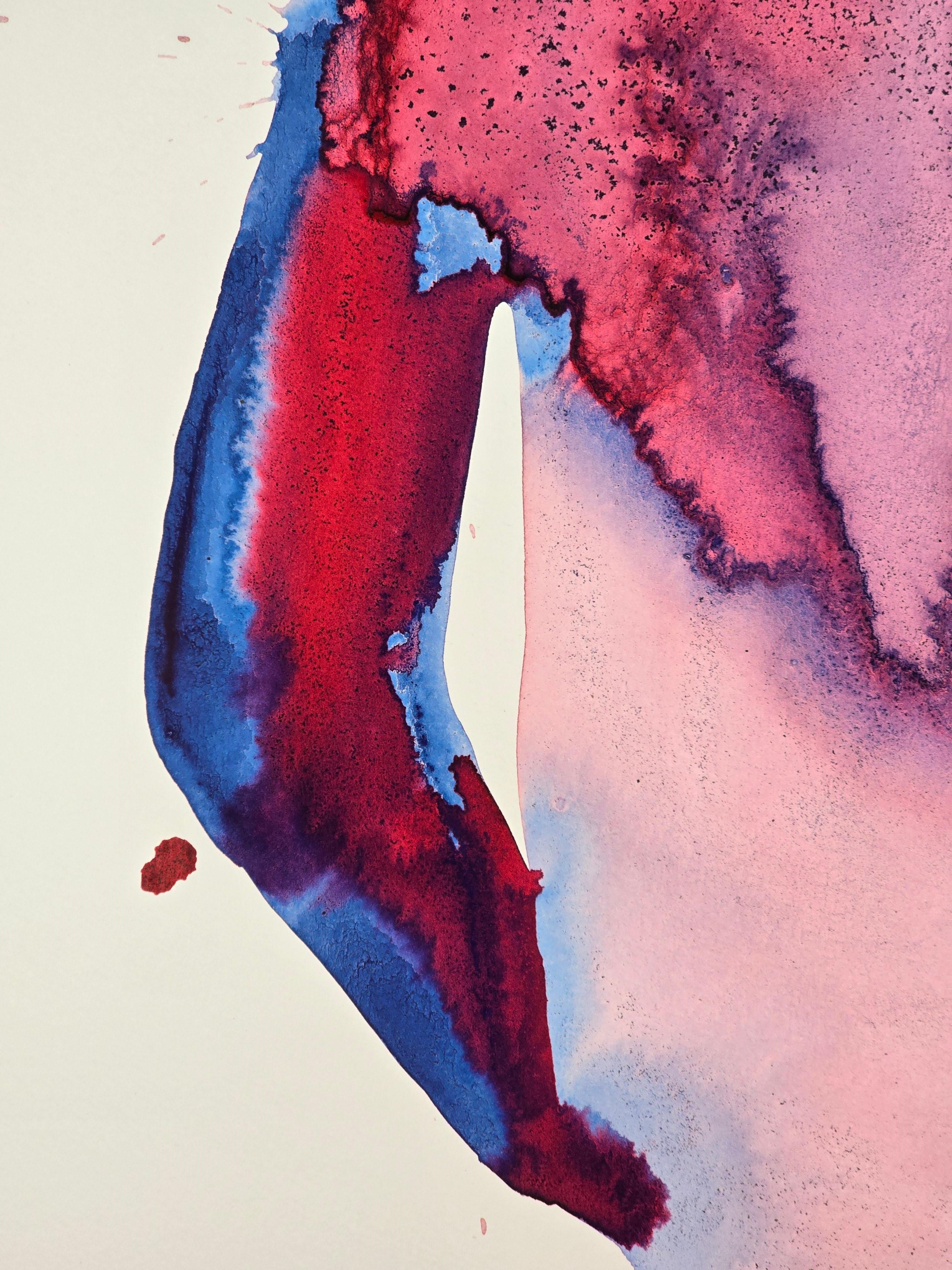 Torso (Red Madonna) - Contemporary Figurative Ink Painting, New Expressionism For Sale 8