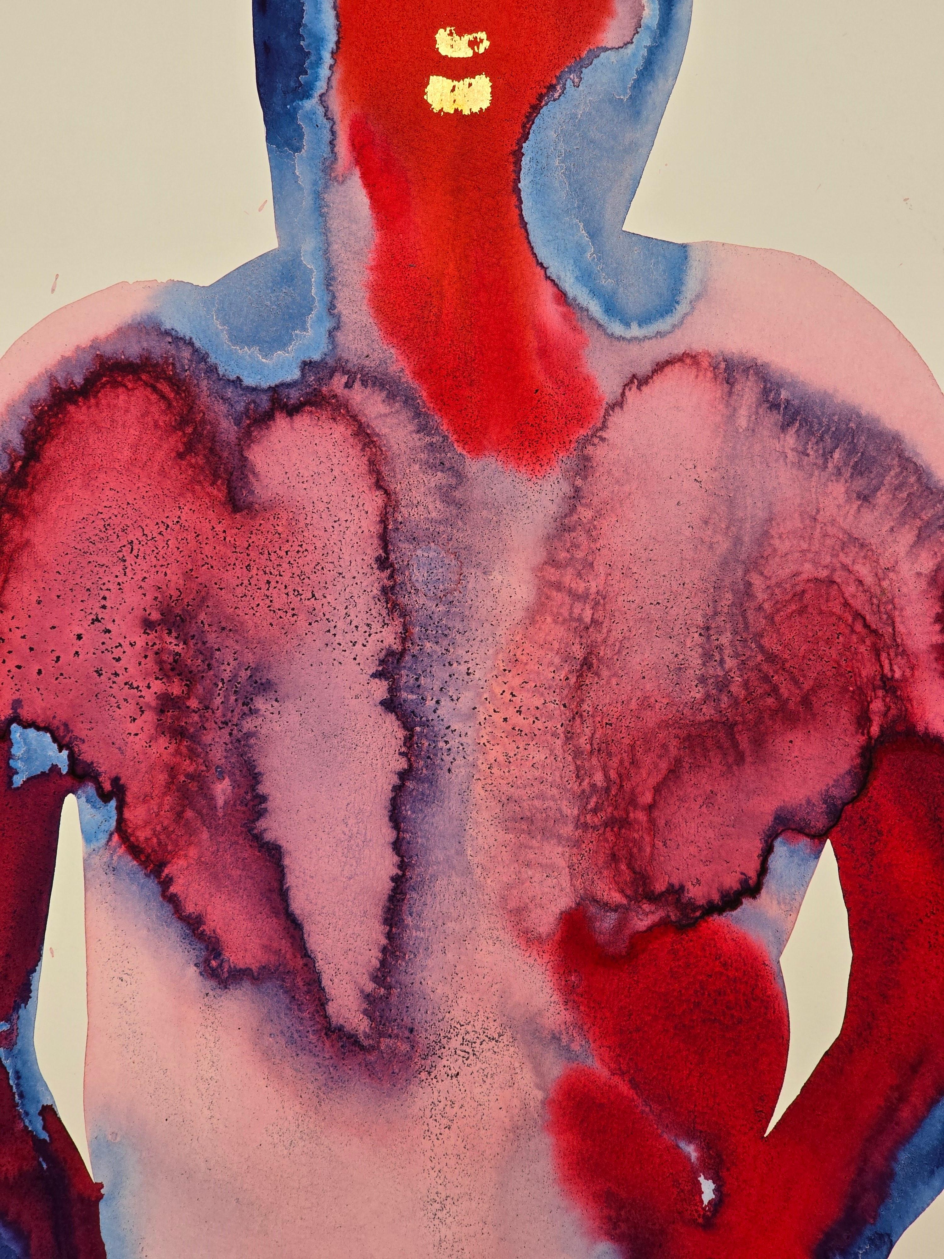 Torso (Red Madonna) - Contemporary Figurative Ink Painting, New Expressionism For Sale 3