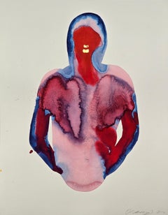 Torso (Red Madonna) - Contemporary Figurative Ink Painting, New Expressionism