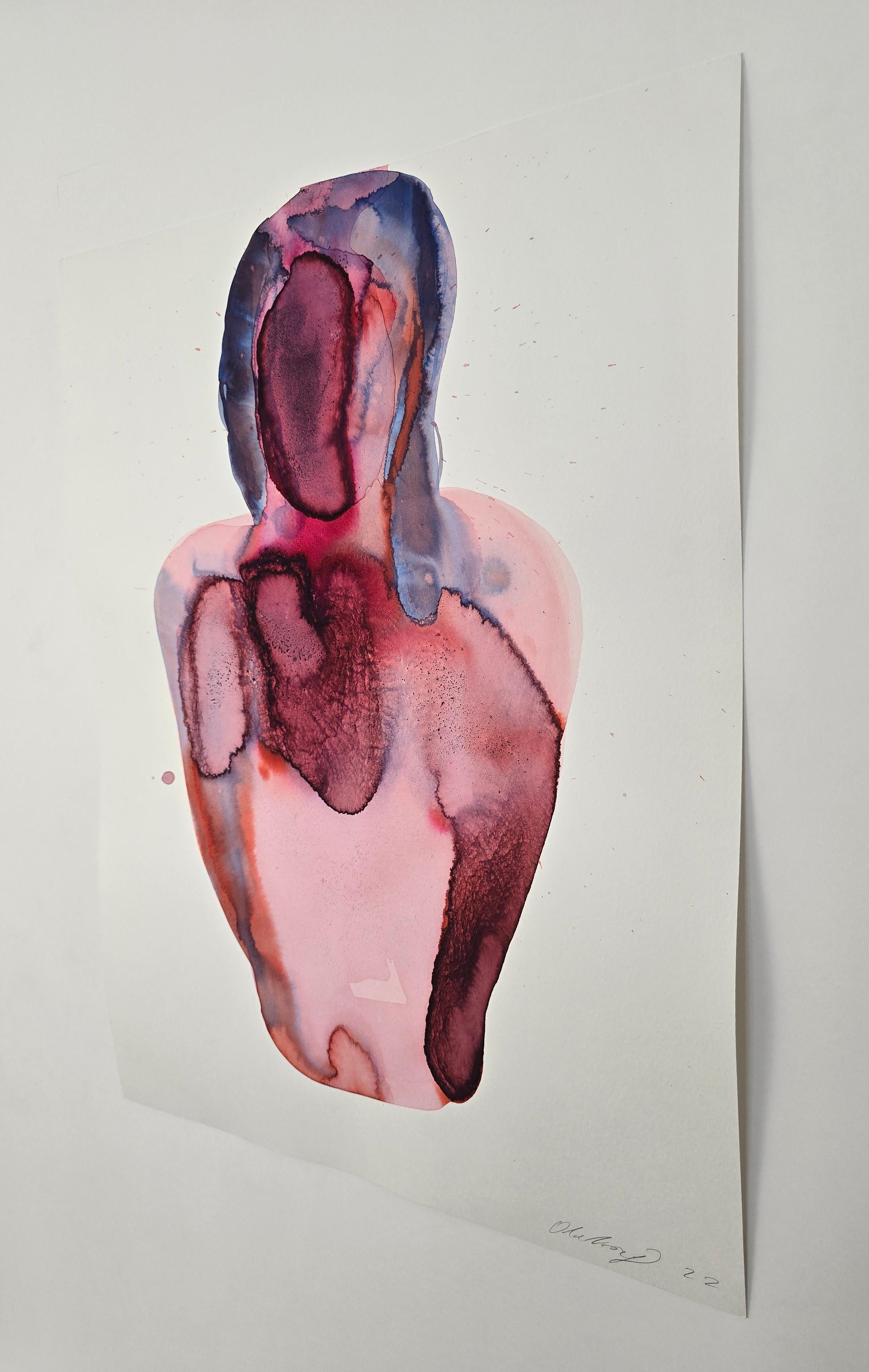 Torso ( Relection ) - Contemporary Figurative Ink Painting, New Expressionism For Sale 1