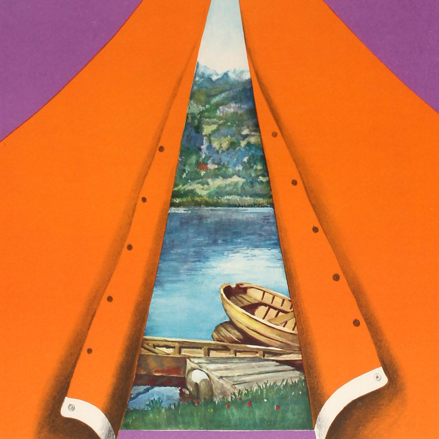 Poster di viaggio originale Vintage Poland Invites You Camping Tent Maciej Urbaniec in vendita 3