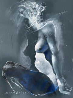 Nude - Modern Drawing, Mixed Technique on Paper, Contemporary Polish Artist
