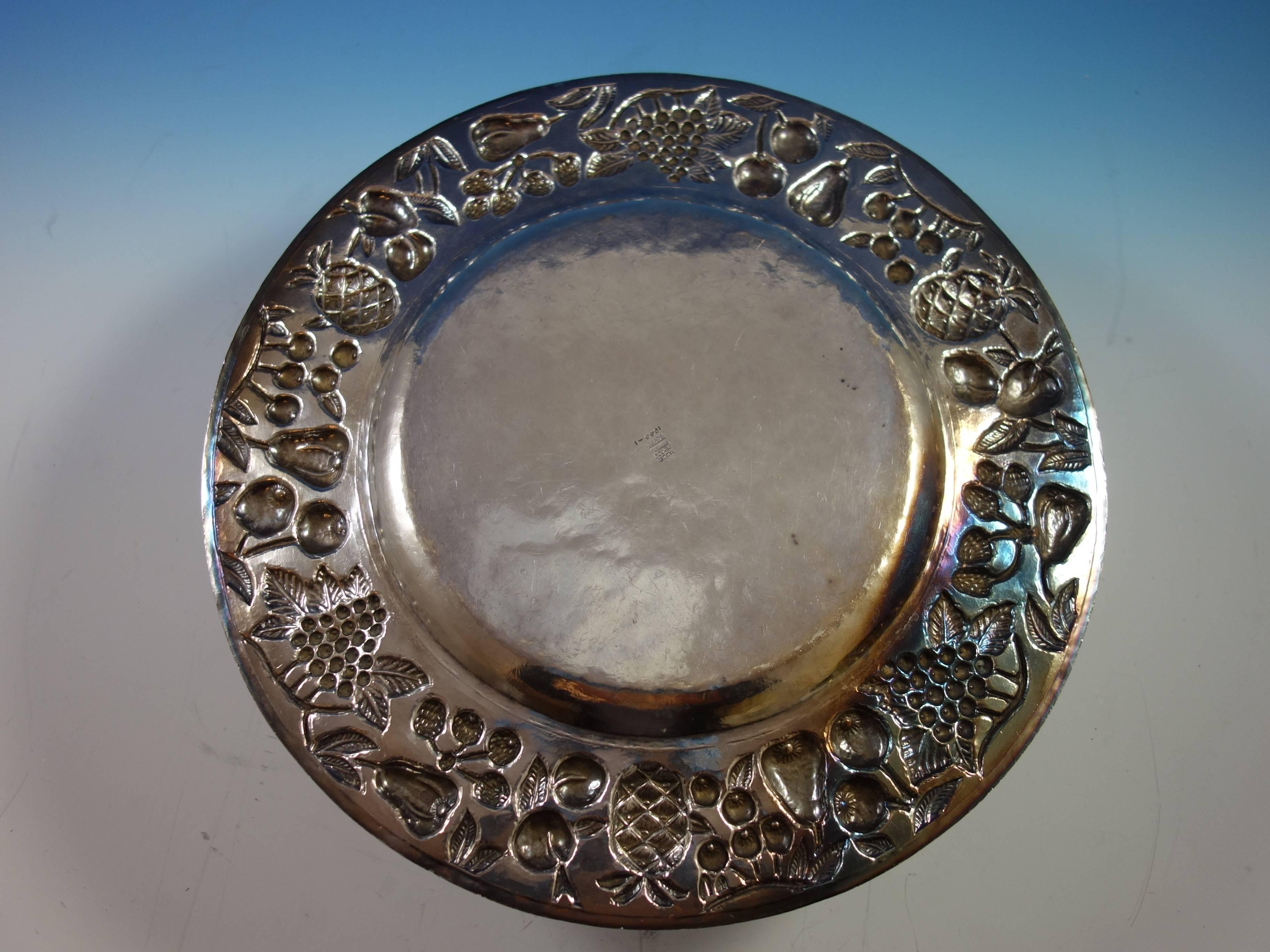 Maciel Mexican Mexico Sterling Silver Fruit Platter #1044-1 Repoussed Hollowware 1