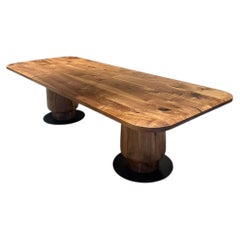 Macif Dining Table in Natural Finish Solid Walnut with Sculptural Base