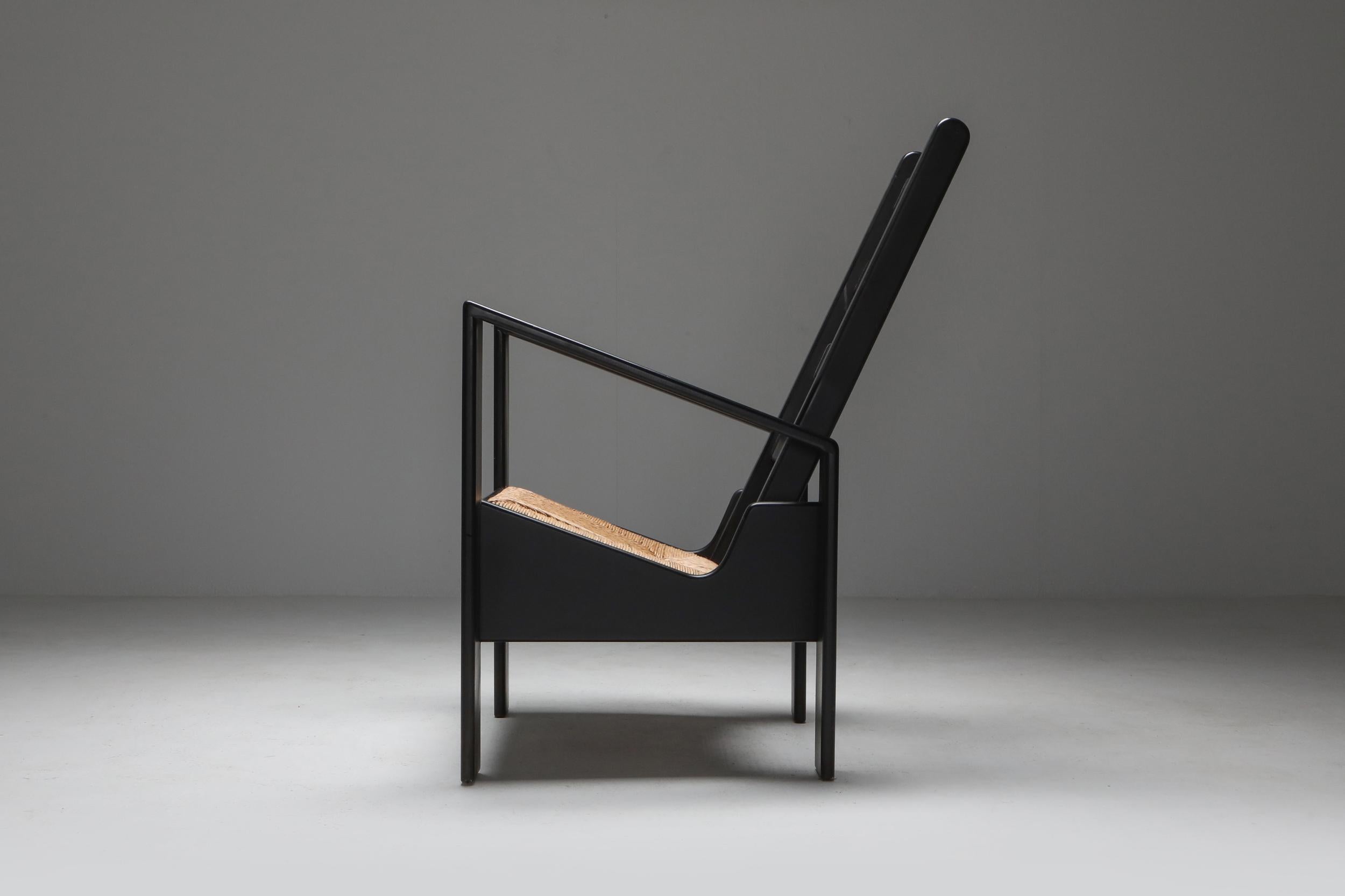Black lacquer lounge chair with cord seating
unusual piece
sourced in the Netherlands,
but has a French chique to it
A Postmodern piece referencing to the Art Deco greats.
 