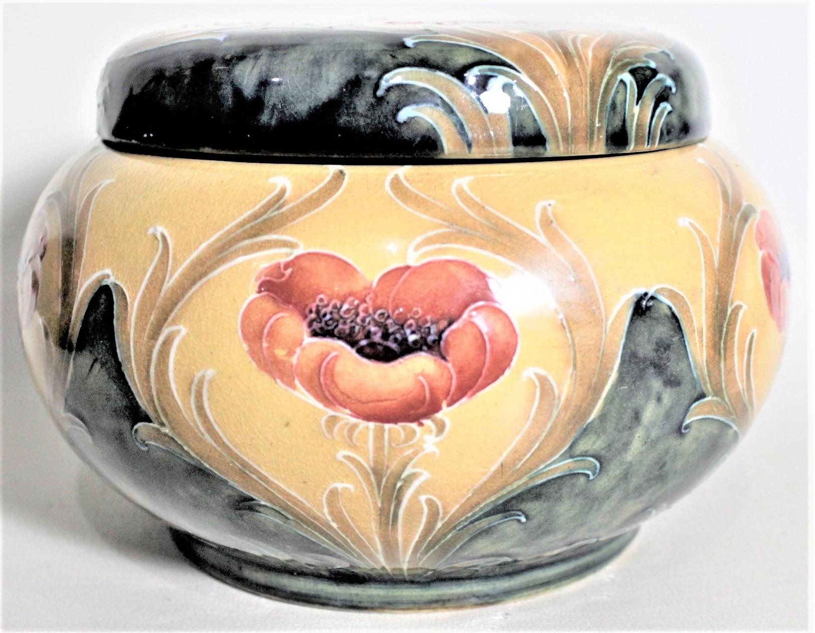 Late Victorian MacIntyre Moorcroft 'Poppy' Patterned Art Pottery Tobacco or Dresser Jar For Sale