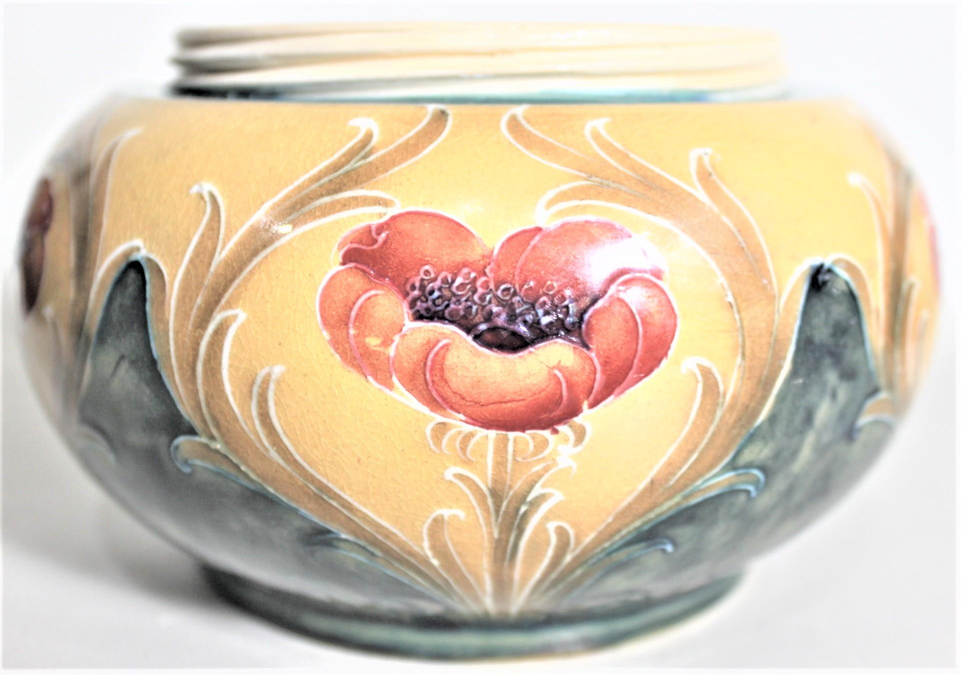 English MacIntyre Moorcroft 'Poppy' Patterned Art Pottery Tobacco or Dresser Jar For Sale