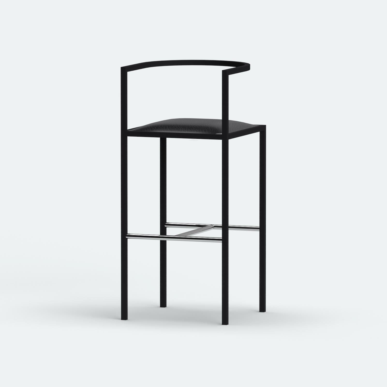 Turkish Maçka Bar Stool, Black Powder Coated Metal Structure by AVLU For Sale