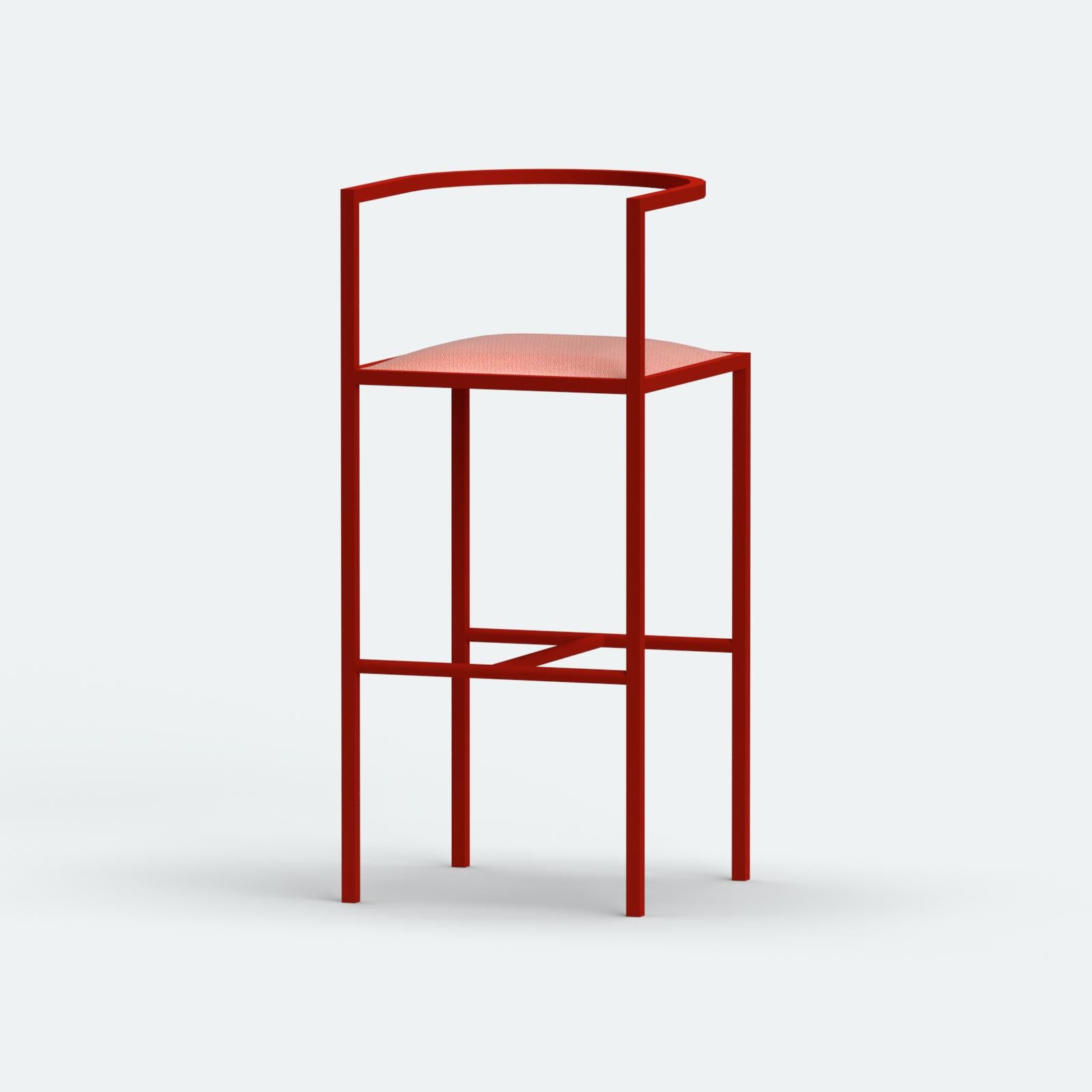 Maçka Bar Stool, Red Powder Coated Metal Structure by AVLU For Sale 5