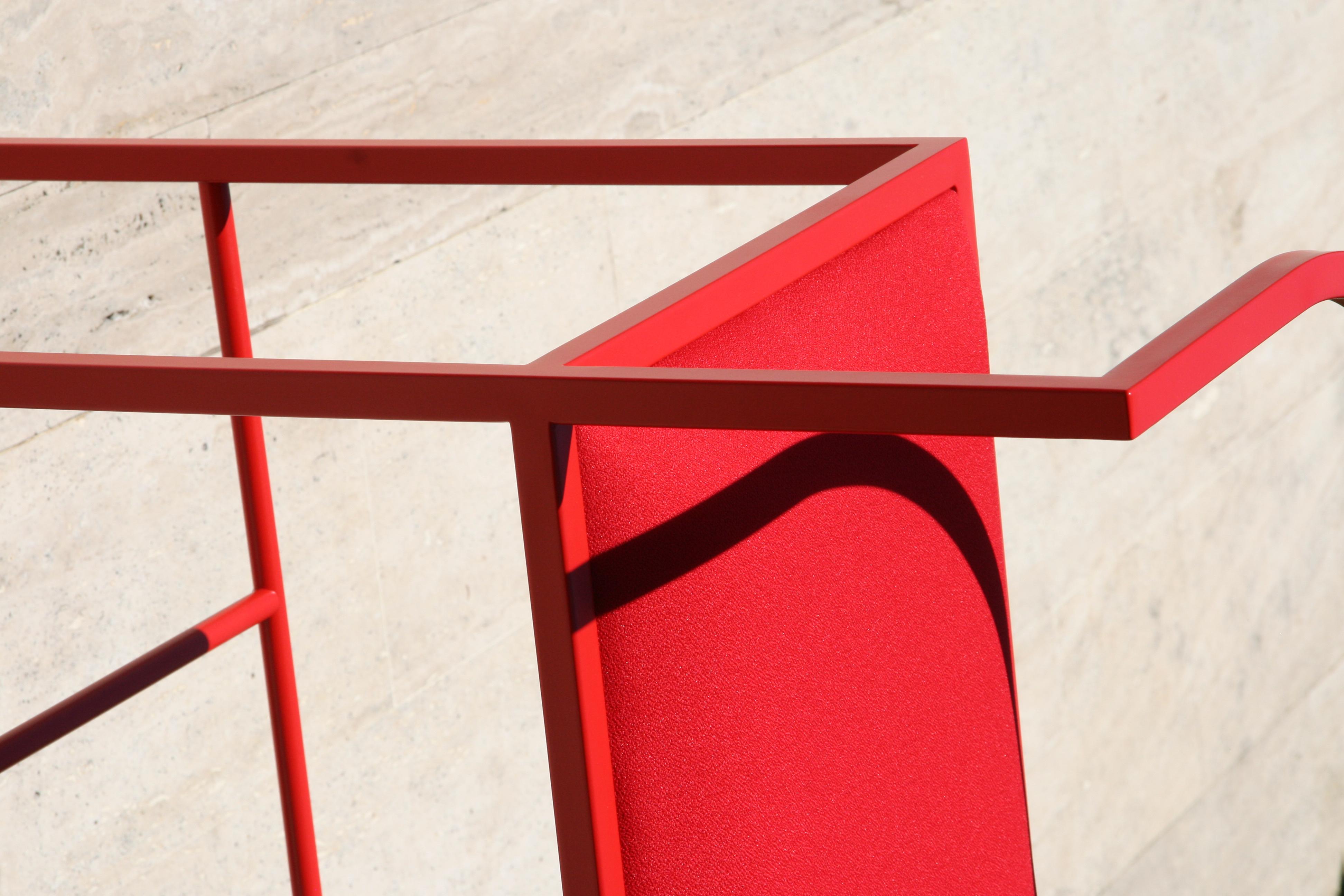 Maçka Bar Stool, Red Powder Coated Metal Structure by AVLU For Sale 2