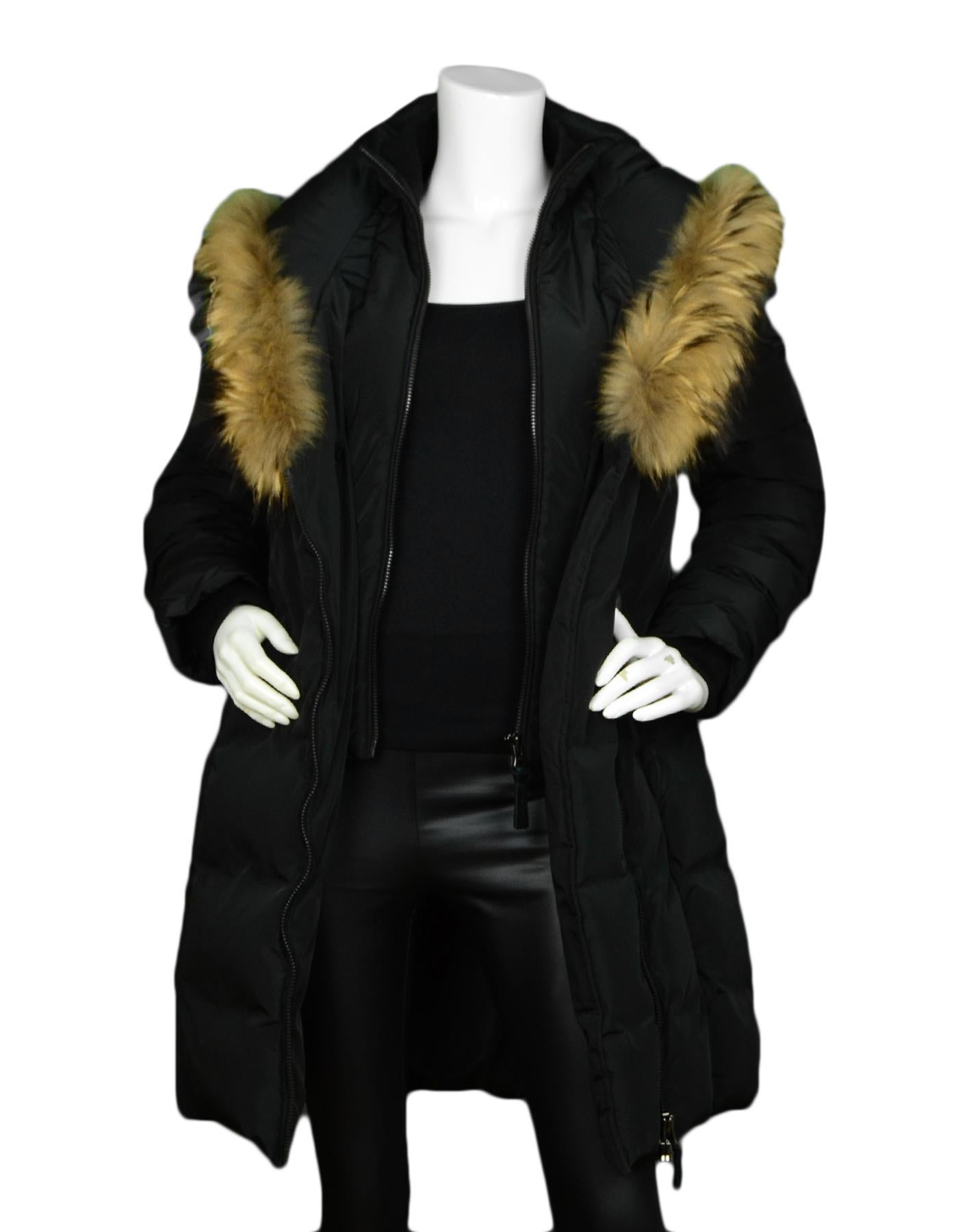 down coat with signature natural fur collar