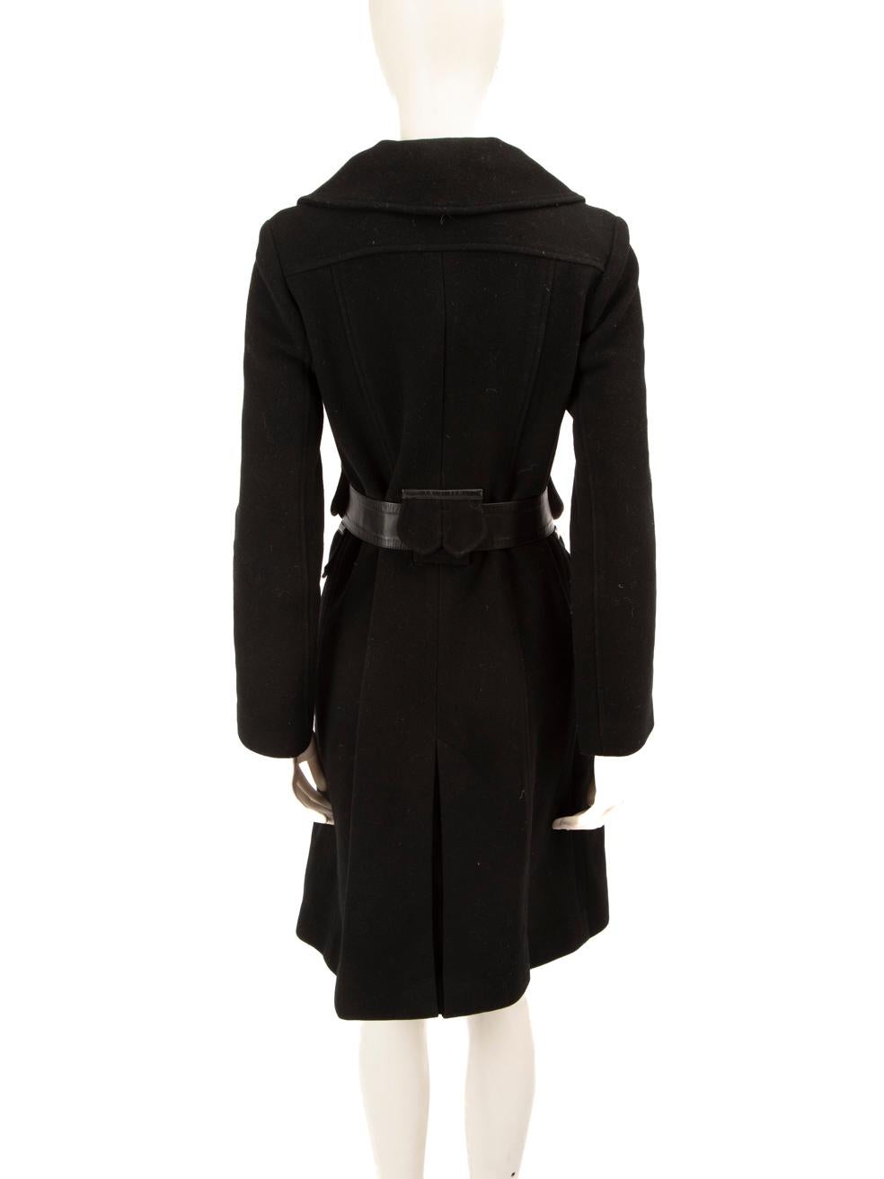 Mackage Black Wool Belted Double Breasted Coat Size S In Good Condition For Sale In London, GB