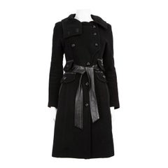 Mackage Black Wool Belted Double Breasted Coat Size S