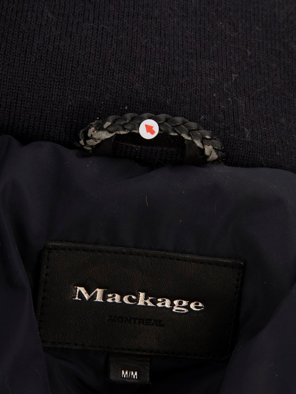 Mackage Navy Cappotto con cappuccio in pelliccia di procione Taglia M in vendita 5