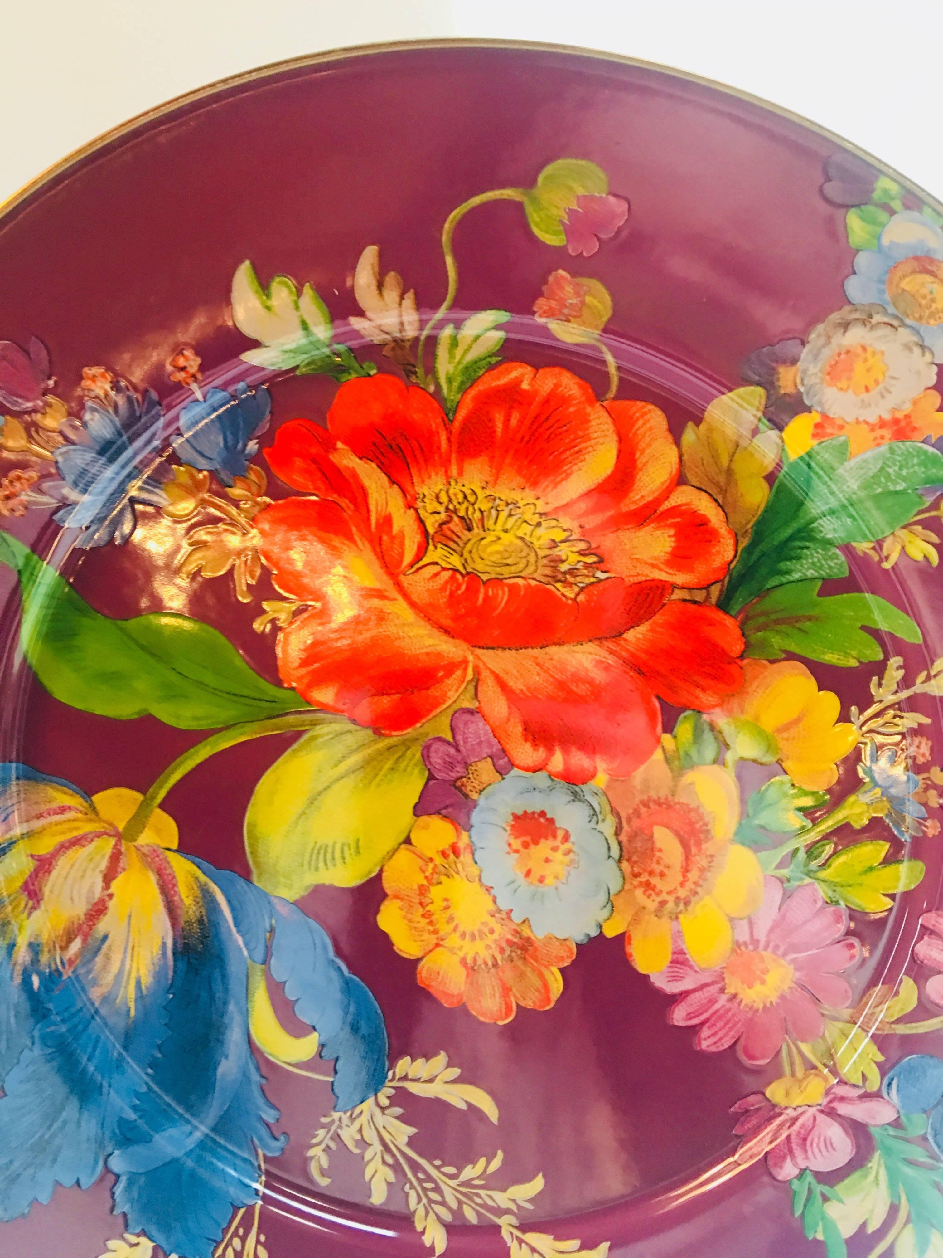 Mackenzie Childs Blossom Round Platter In Excellent Condition In Bridgehampton, NY