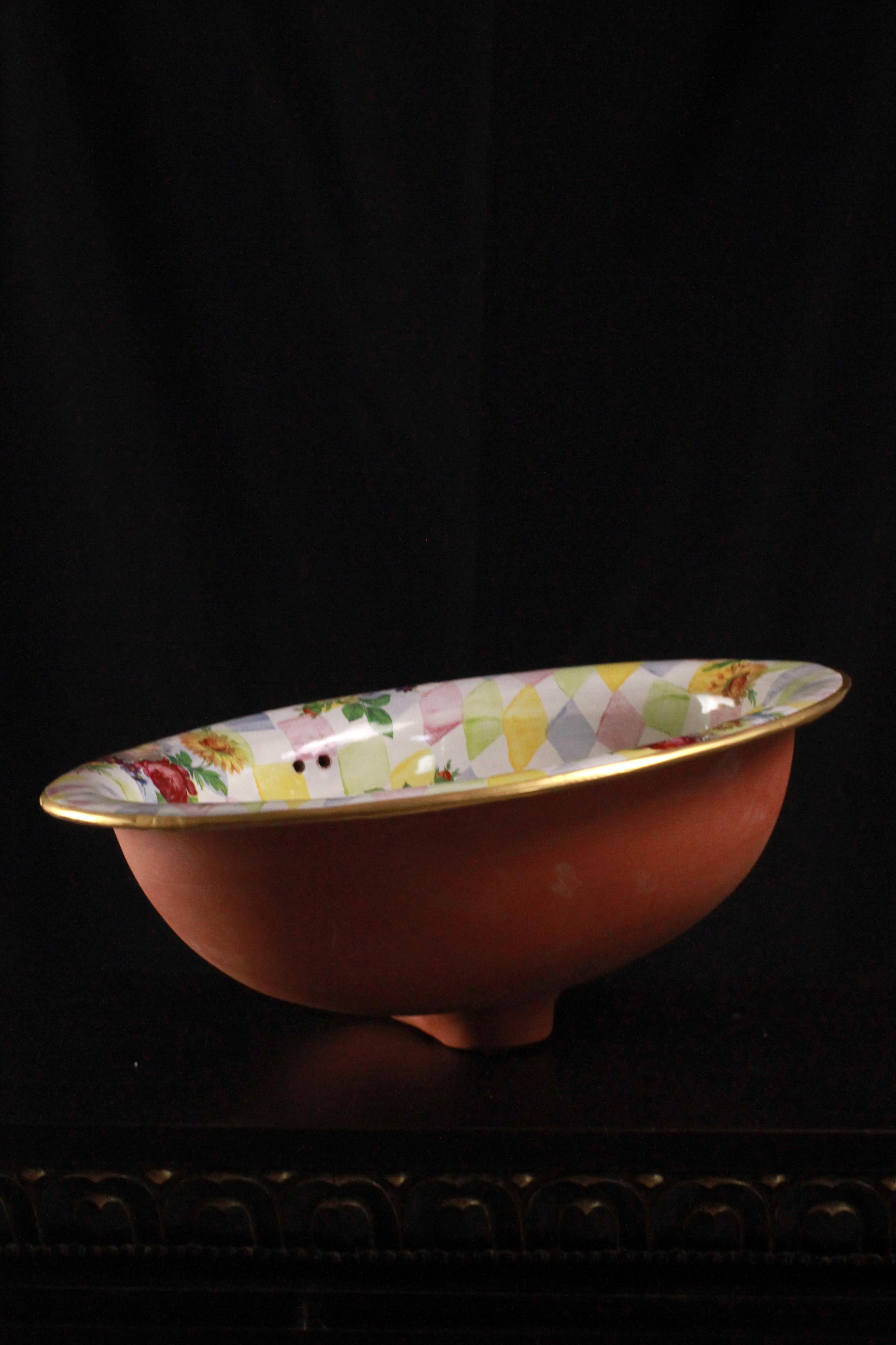 MacKenzie-Childs Floral Sink with Tiles In Excellent Condition For Sale In Austin, TX