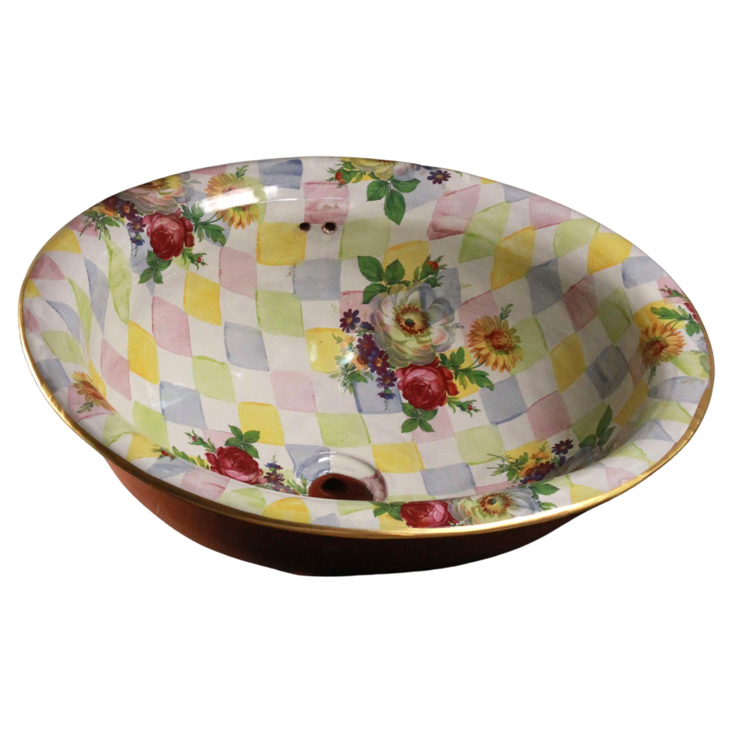 MacKenzie-Childs Floral Sink with Tiles For Sale