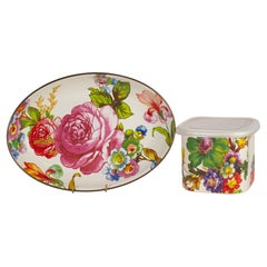 Mackenzie-Childs Flower Market Set of Oval Tray and Box, Retired Pieces