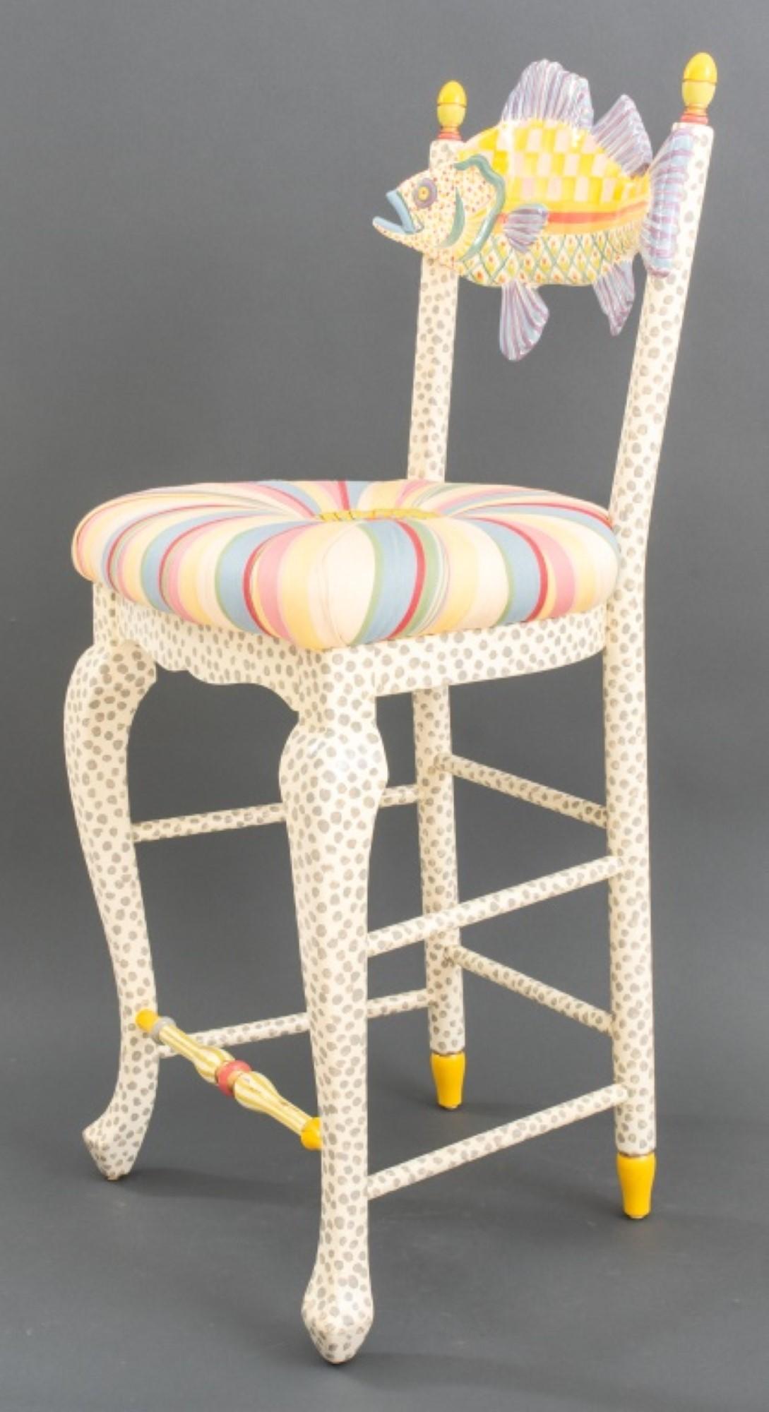 Upholstery MacKenzie Childs Freckle Fish Bar Stool