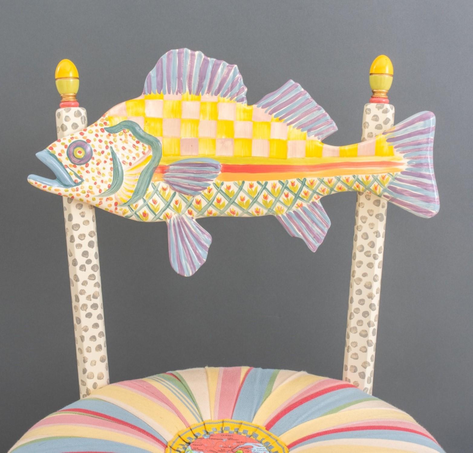 MacKenzie Childs Freckle Fish Bar Stool 3