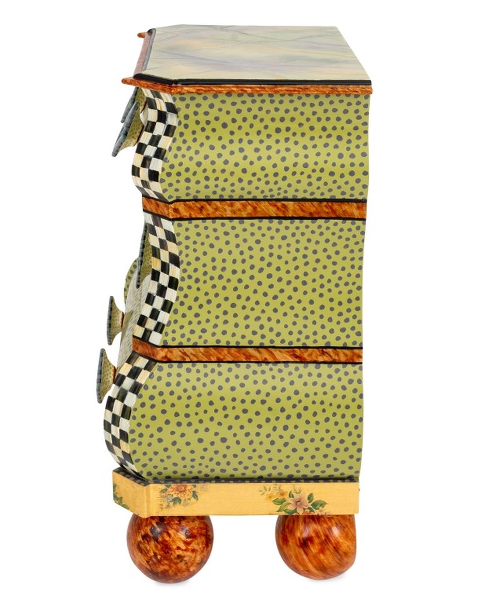 Wood MacKenzie-Childs Hand Painted Decorated Chest of Drawers