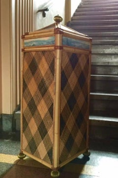 MacKenzie-Childs Personal Hand-Painted Woven Rattan Hamper-Provenance