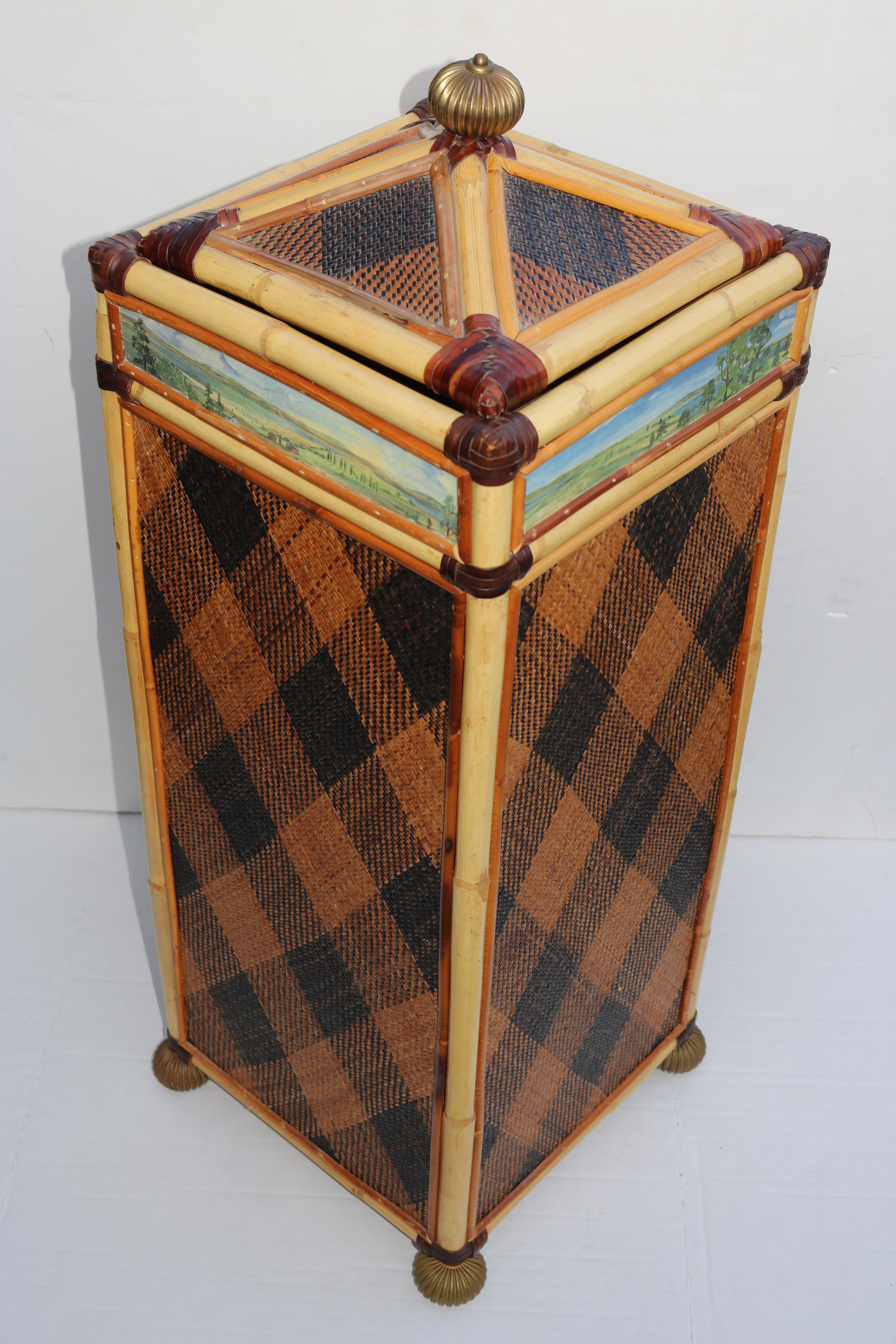 Unknown MacKenzie-Childs Personal Hand-Painted Woven Rattan Hamper-Provenance For Sale