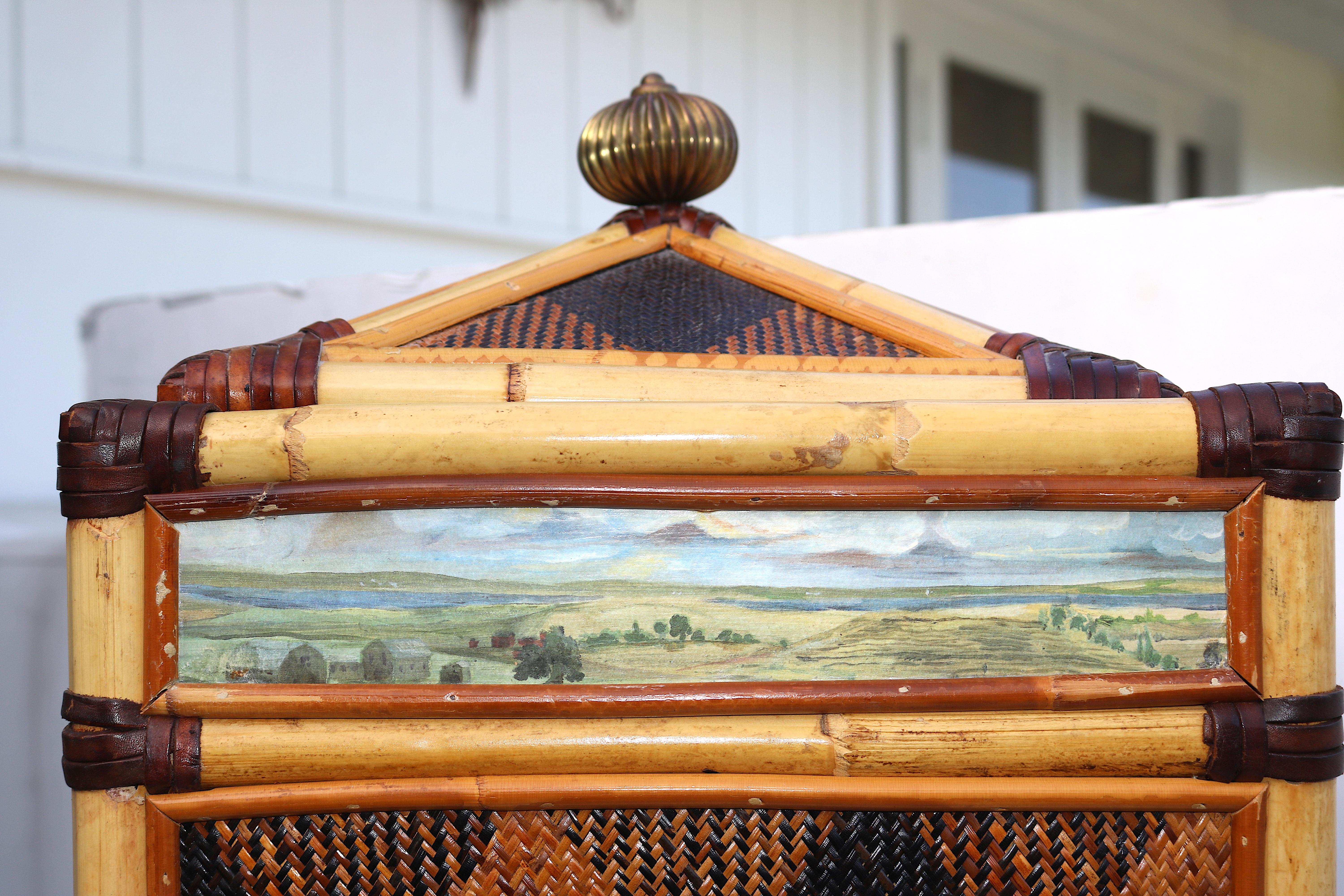 20th Century MacKenzie-Childs Personal Hand-Painted Woven Rattan Hamper-Provenance For Sale