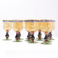 MacKenzie Childs Piccadilly Circus Water Goblets - Set of 12