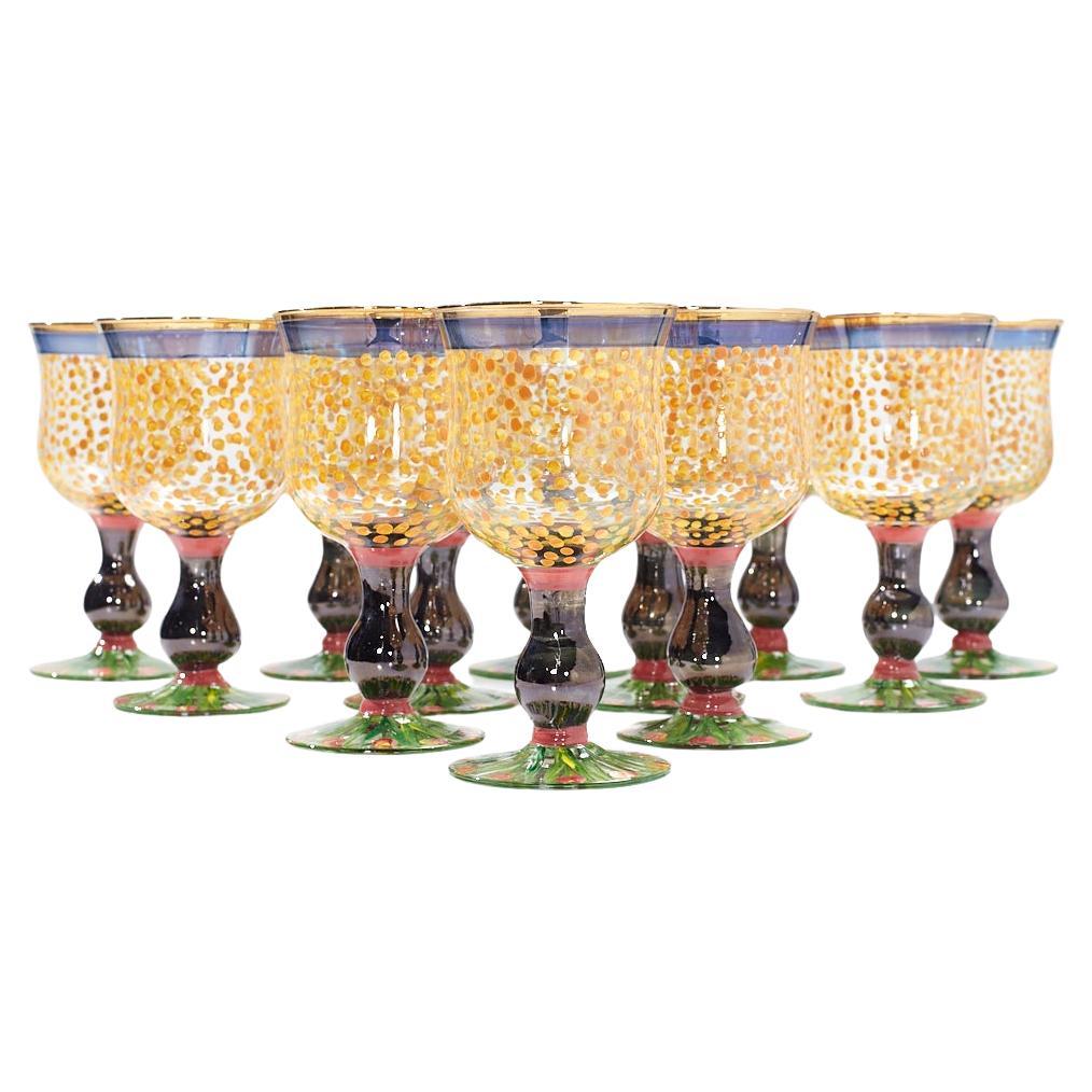 MacKenzie Childs Piccadilly Circus Water Goblets - Set of 12