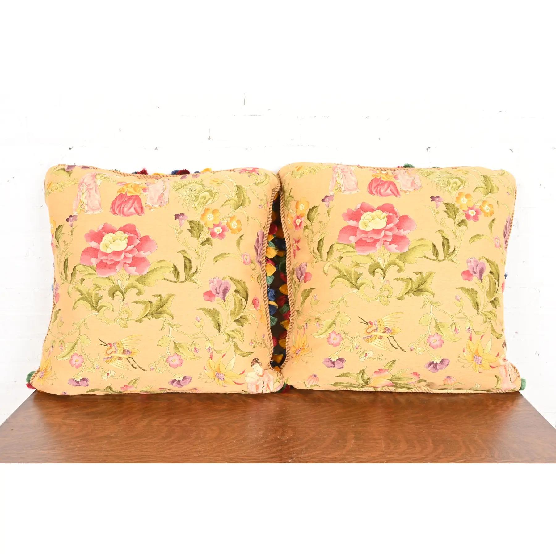 Mackenzie Childs Style Chinoiserie Accent Pillows, Pair For Sale 1