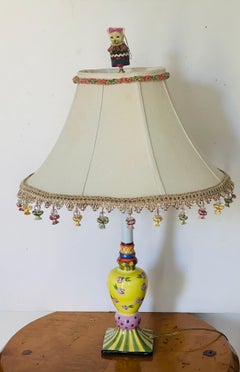 Mackenzie Childs Style Painted Candlestick Lamp