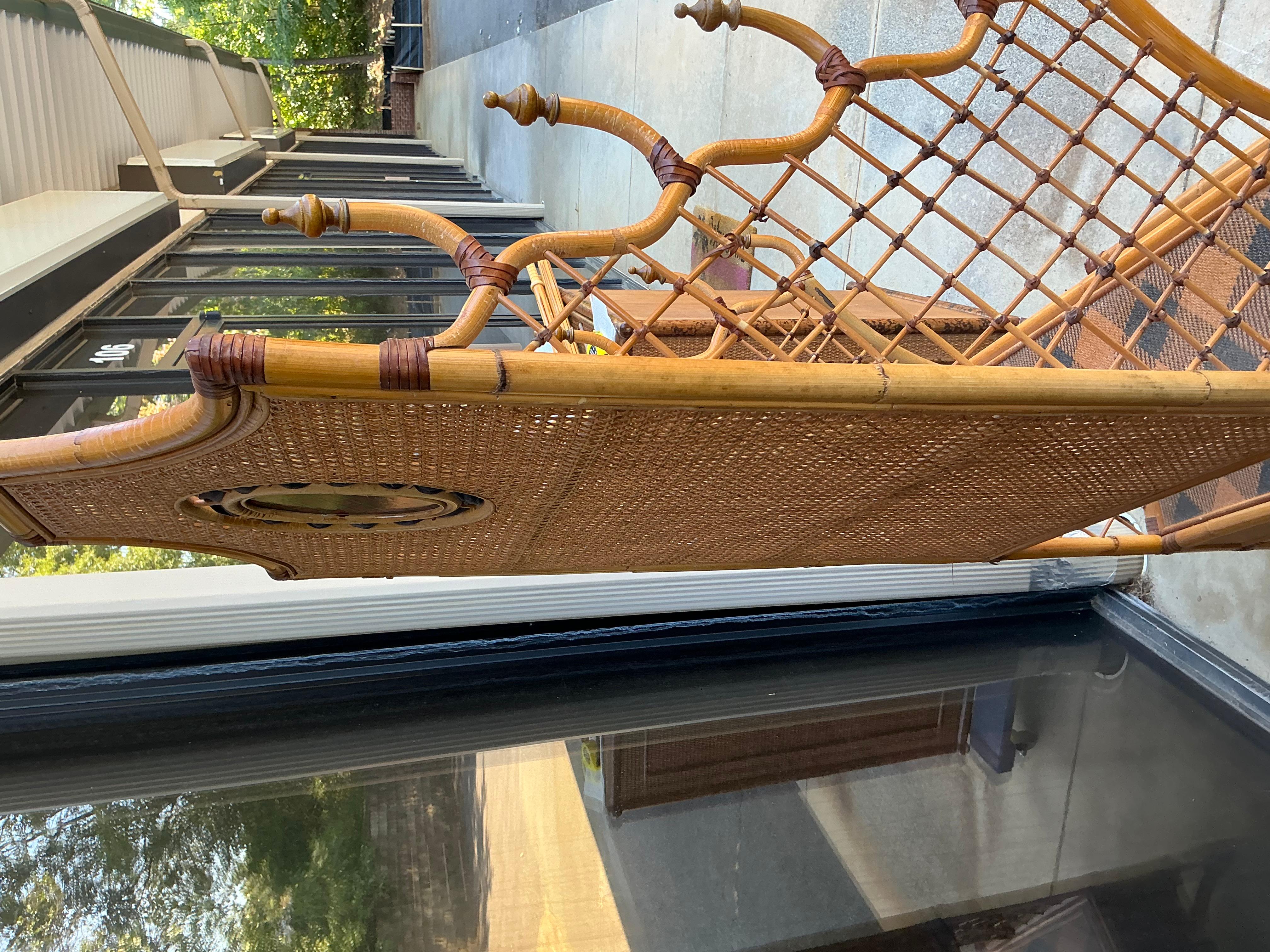Mackenzie-Childs Tartan Plaid Cane & Bamboo Hall Tree Towel / Magazine Rack 5