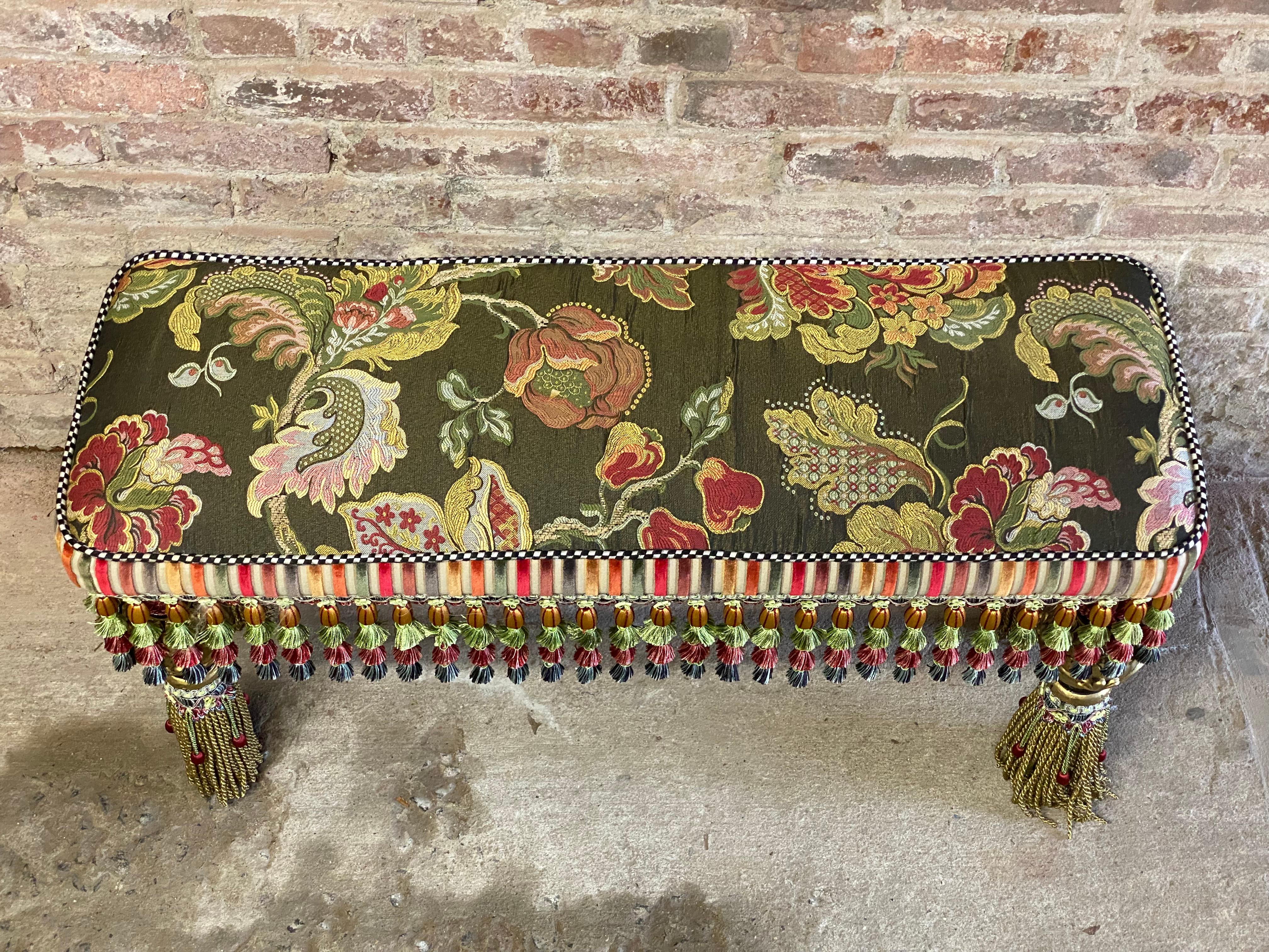 Mackenzie Childs Upholstered Bench In Good Condition In Garnerville, NY