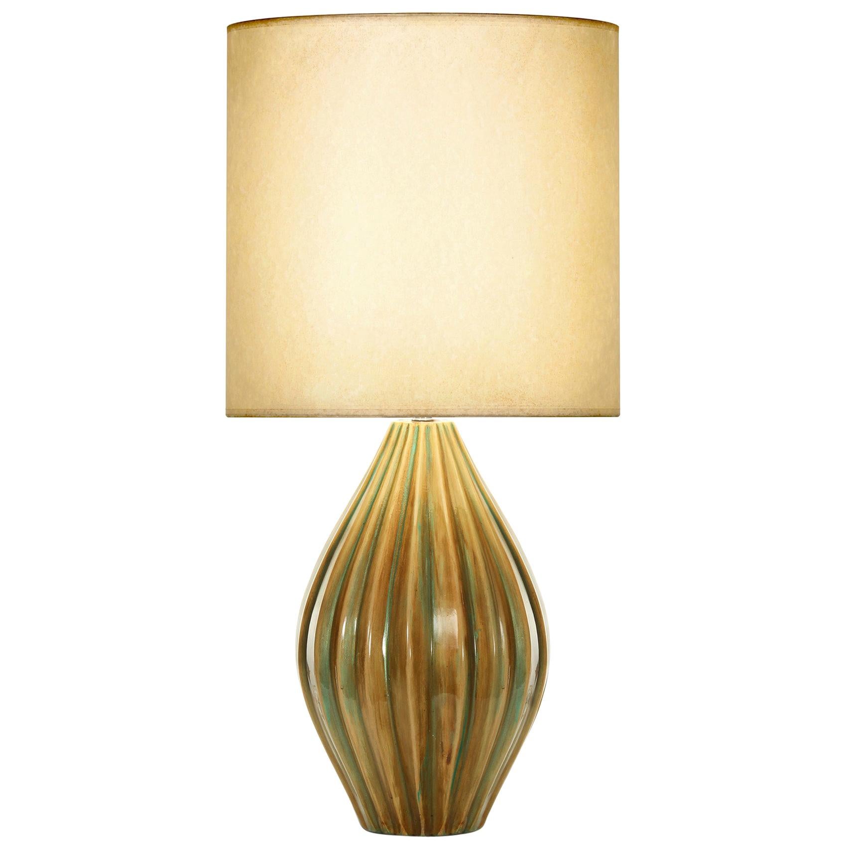 Mackenzie Table Lamp in Bronze and Green Ceramic by CuratedKravet