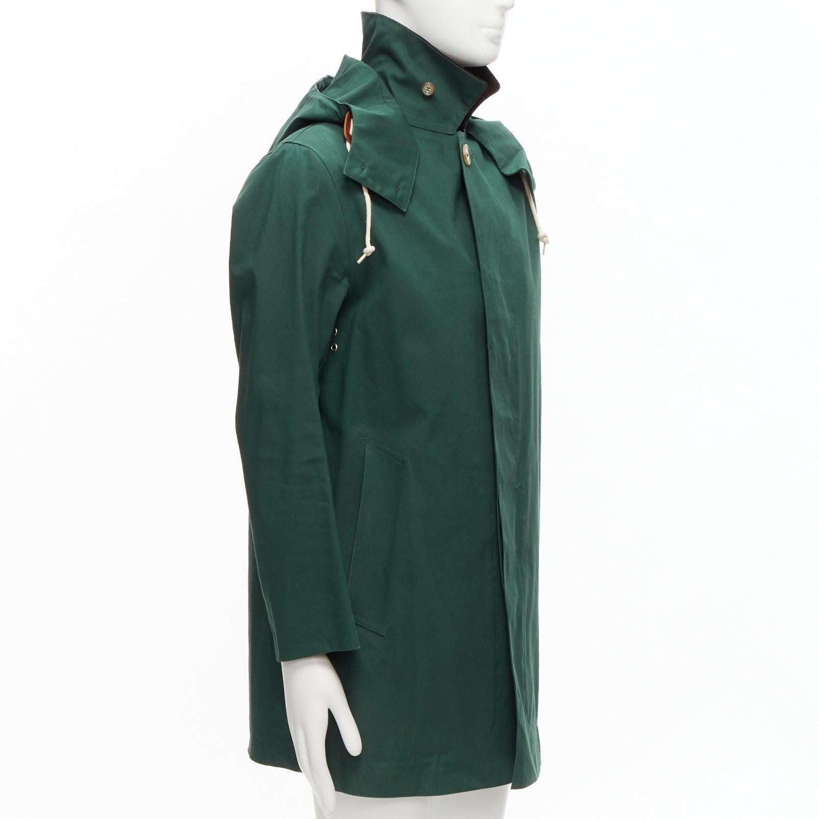 Black MACKINTOSH Harris Tweed green wool tweed lined hooded parka coat UK38 M