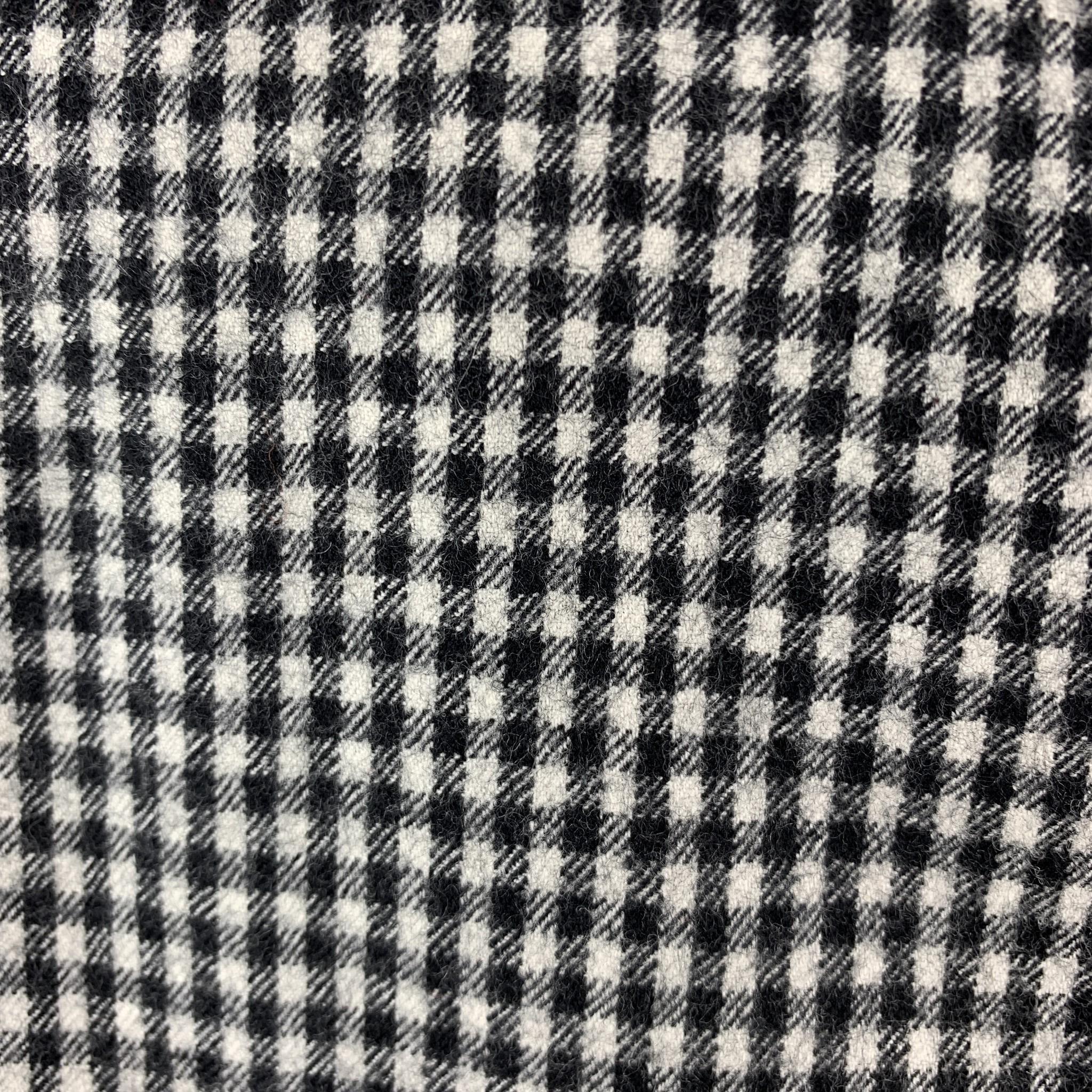 Gray MACKINTOSH Size L Black & White Checkered Wool Coat