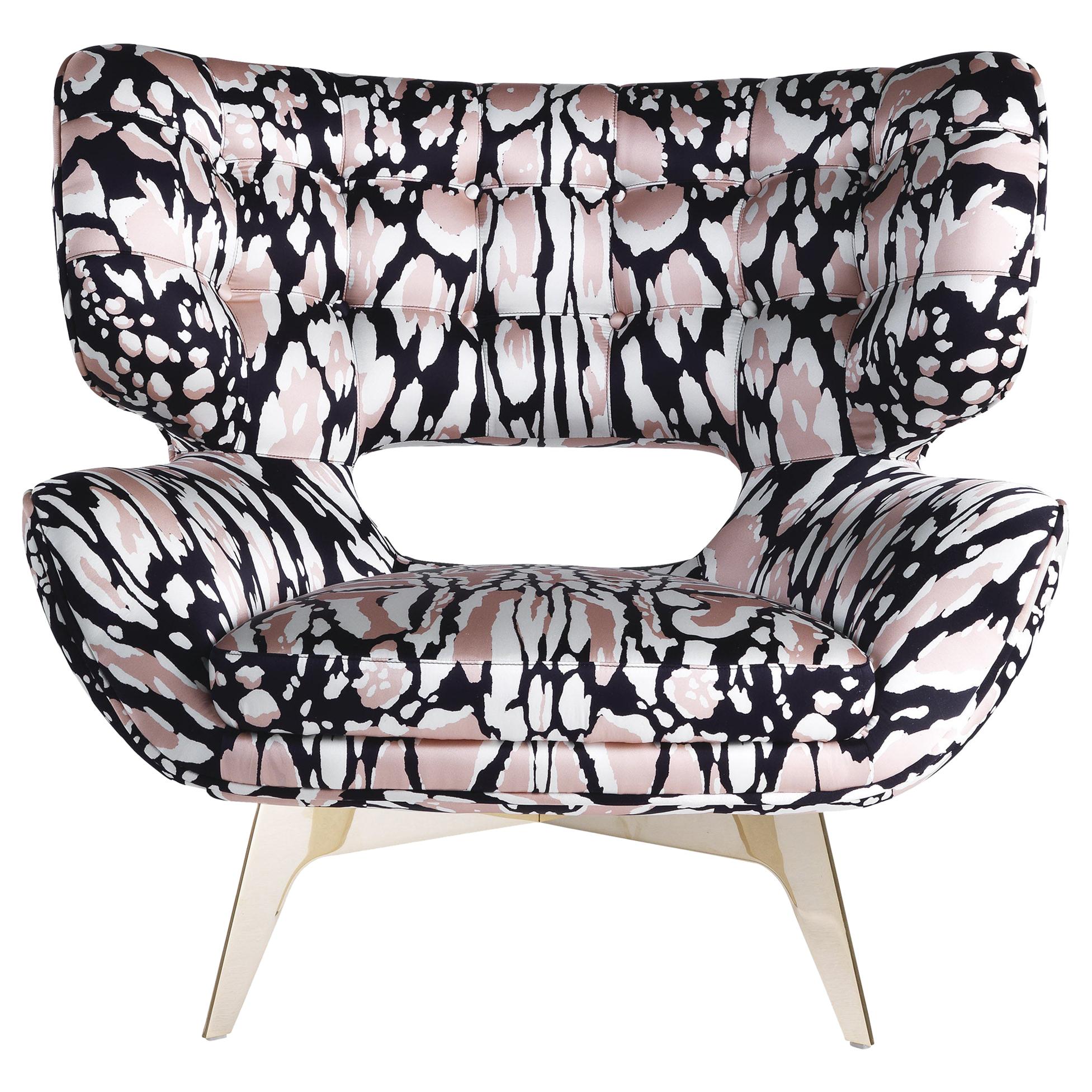 21st Century Maclaine Armchair in Fabric by Roberto Cavalli Home Interiors  For Sale