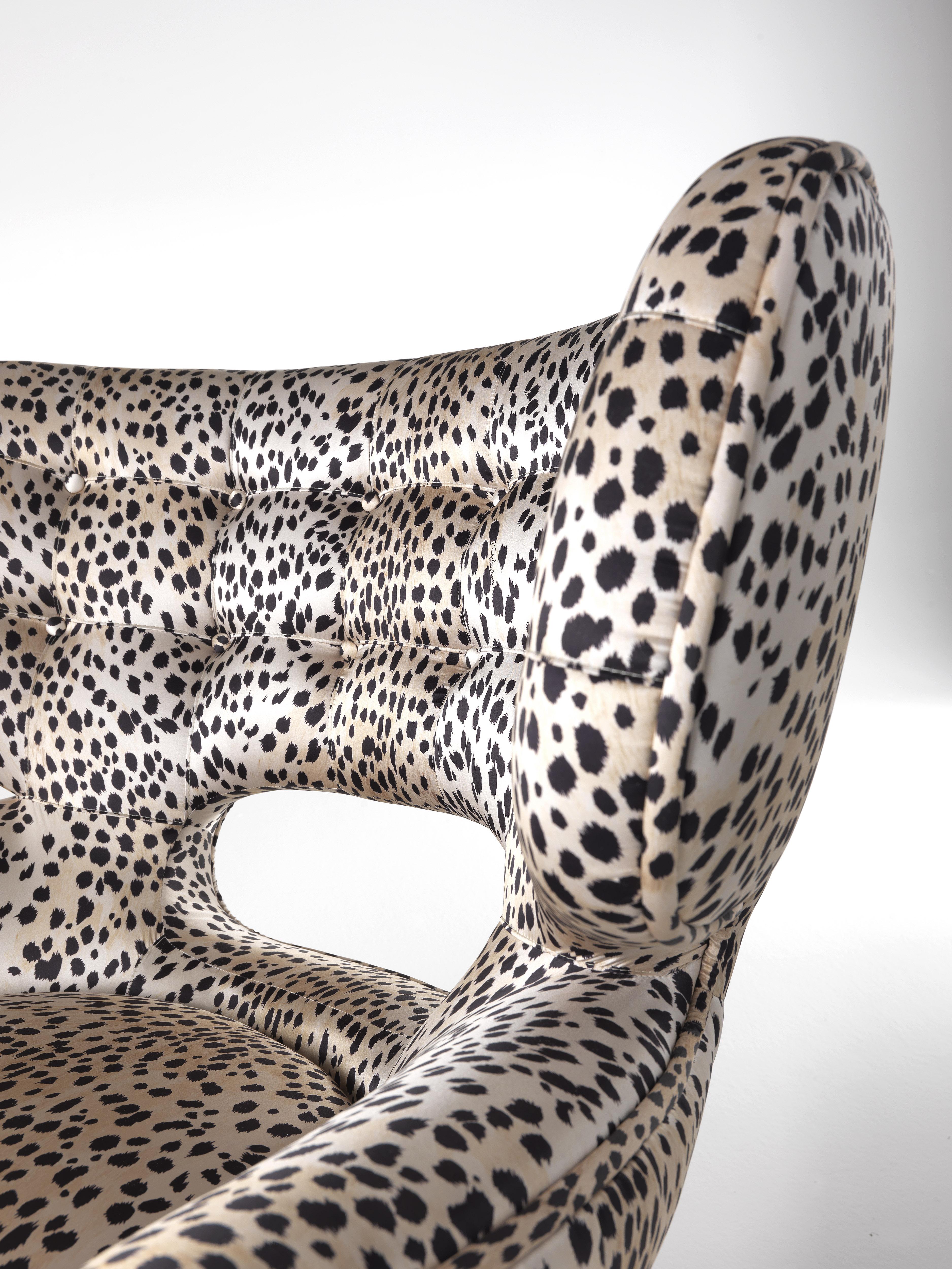 Italian 21st Century Maclaine Armchair in Print Fabric by Roberto Cavalli Home Interiors For Sale