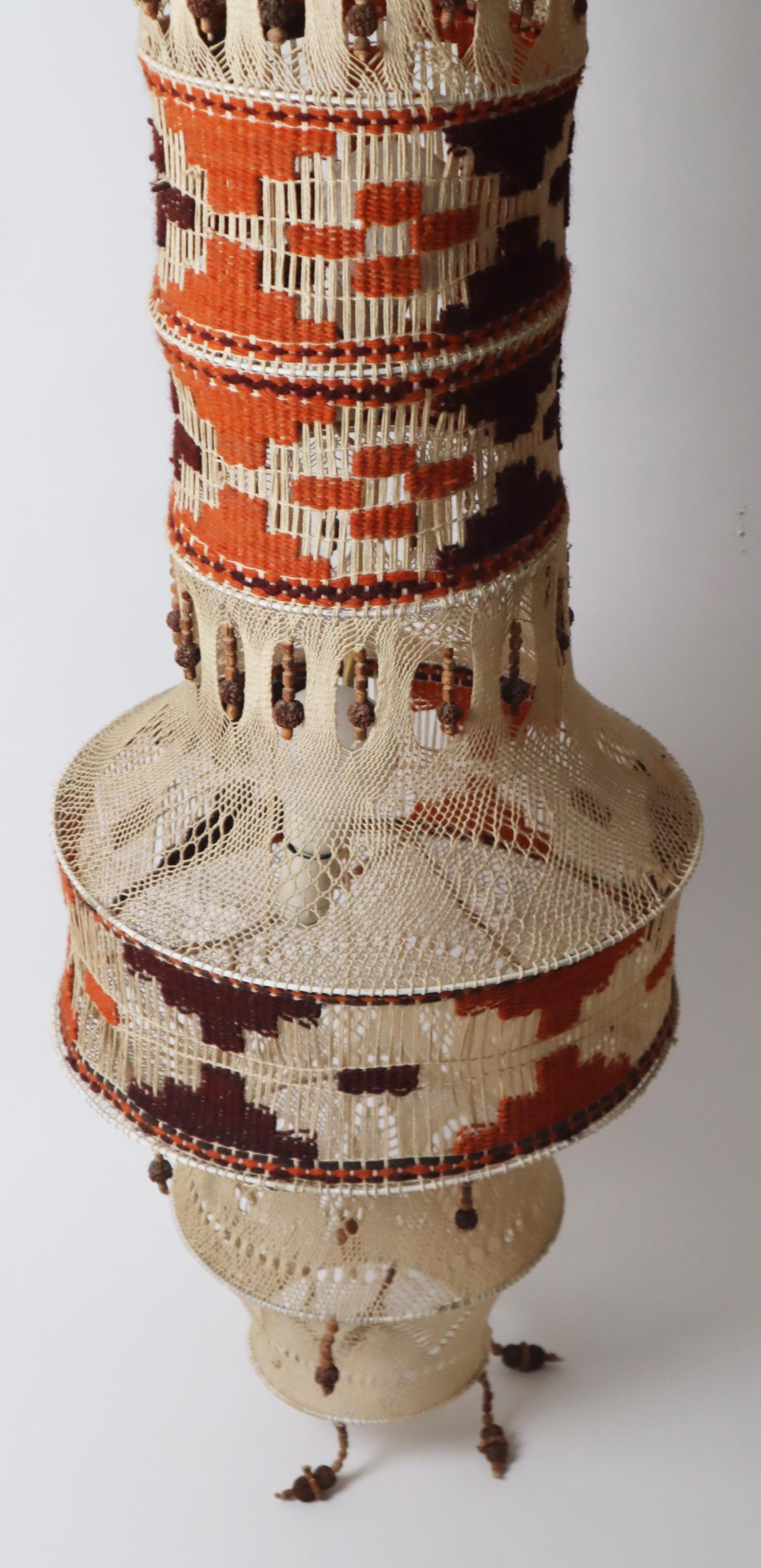Macrame Boho Staircase Hanging Lamp in the Style of Native American, 1970s For Sale 10