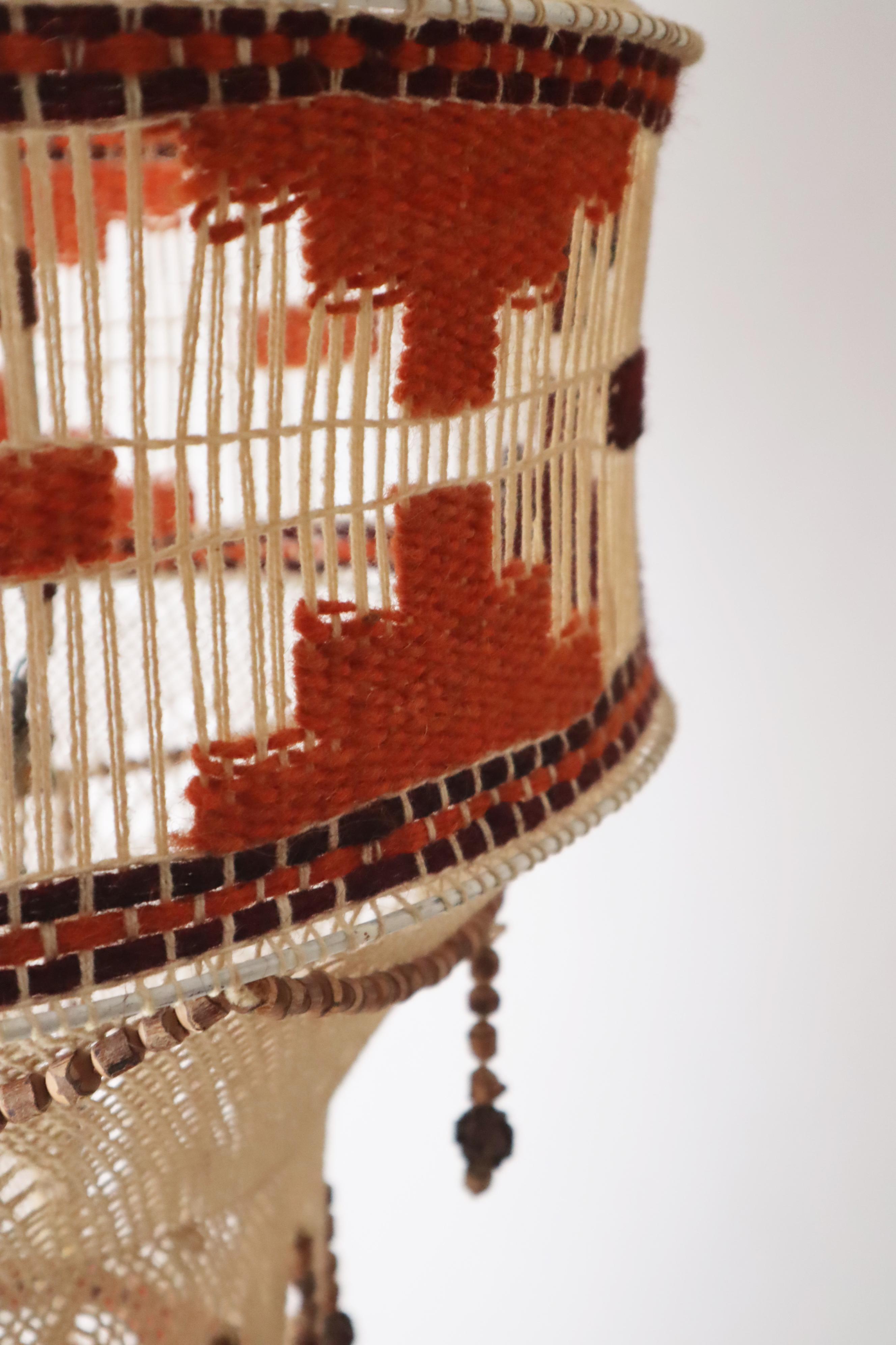 Macrame Boho Staircase Hanging Lamp in the Style of Native American, 1970s For Sale 14