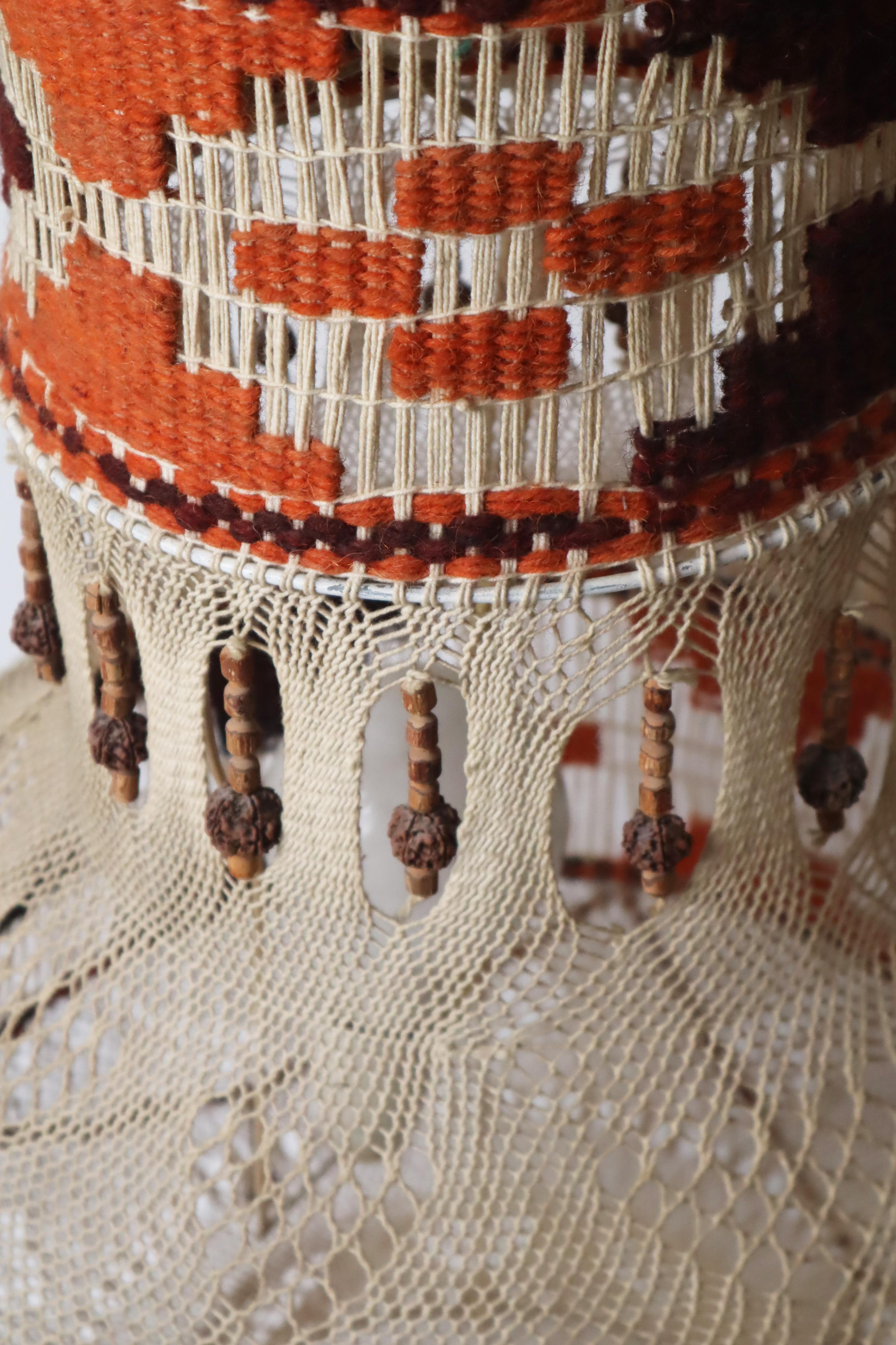 Macrame Boho Staircase Hanging Lamp in the Style of Native American, 1970s For Sale 2